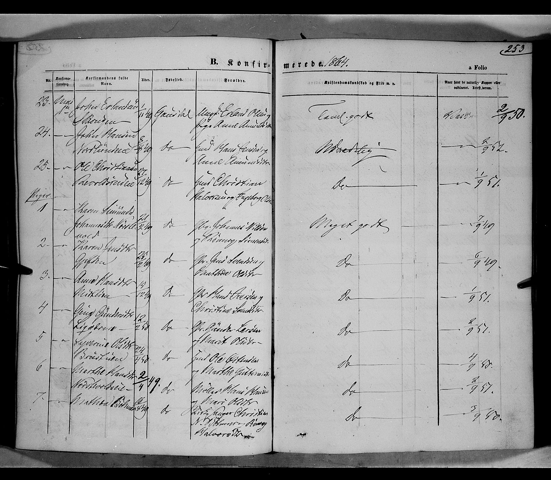 Gausdal prestekontor, AV/SAH-PREST-090/H/Ha/Haa/L0009: Parish register (official) no. 9, 1862-1873, p. 253