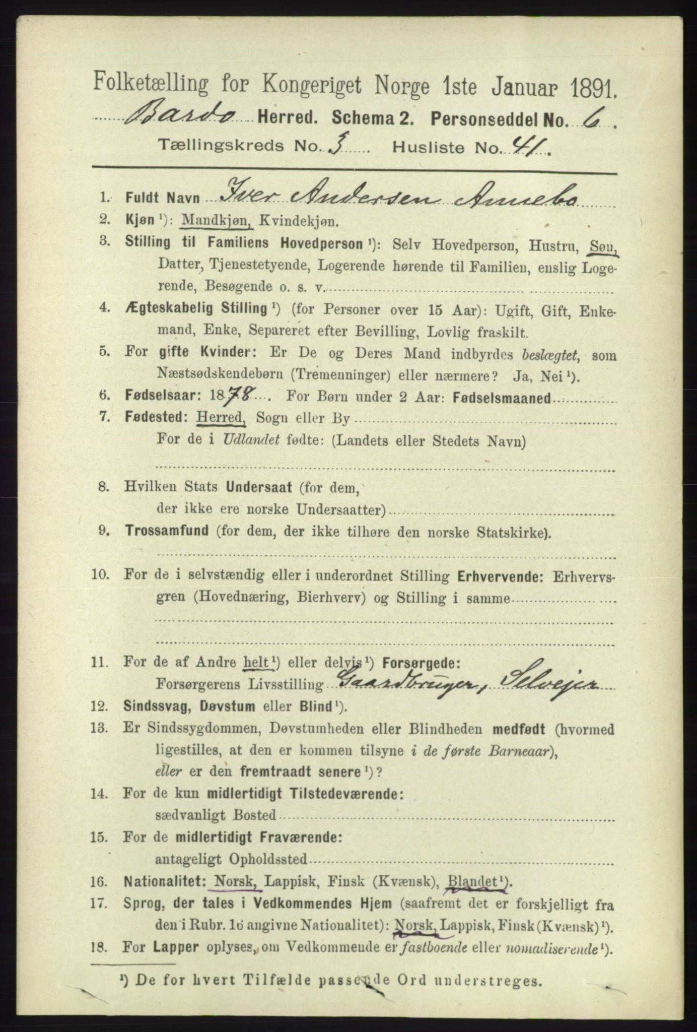 RA, 1891 census for 1922 Bardu, 1891, p. 1271