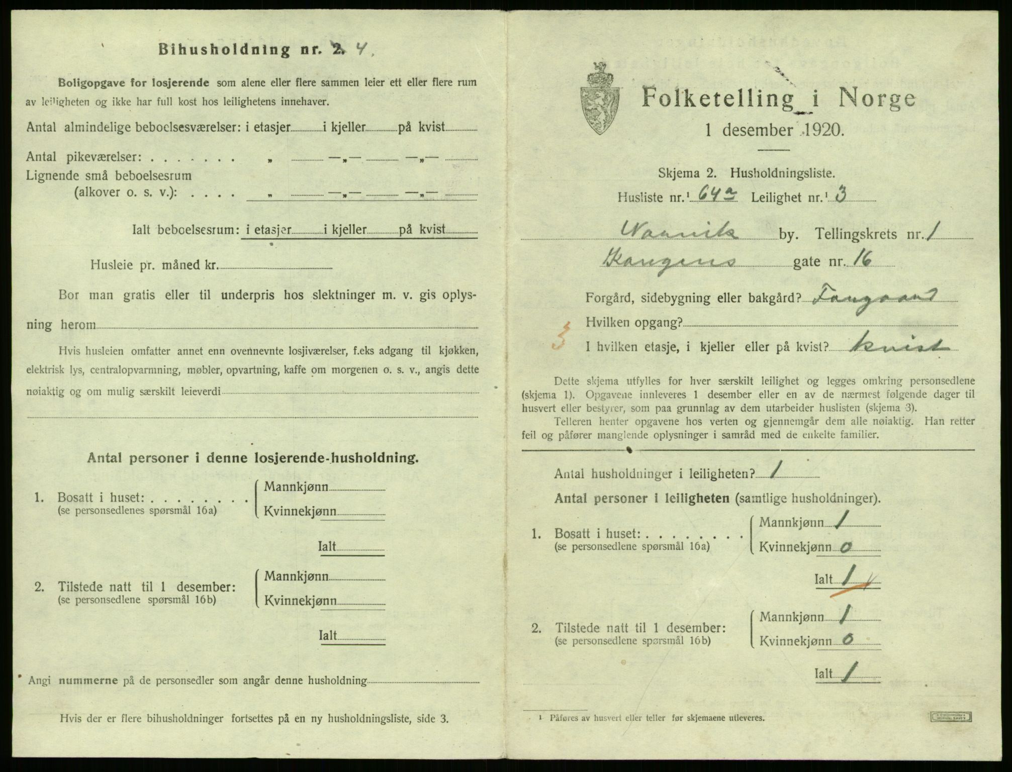 SAT, 1920 census for Narvik, 1920, p. 3978