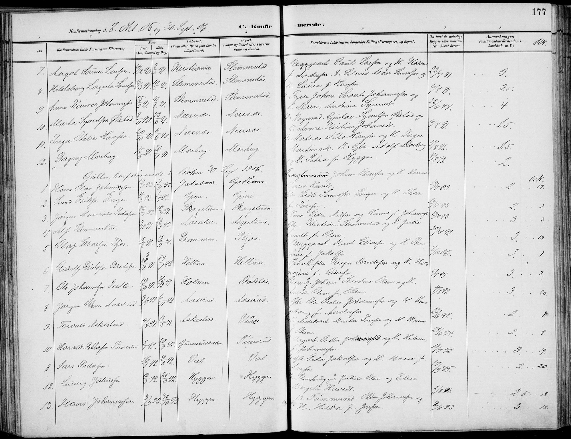 Røyken kirkebøker, SAKO/A-241/F/Fa/L0009: Parish register (official) no. 9, 1898-1911, p. 177