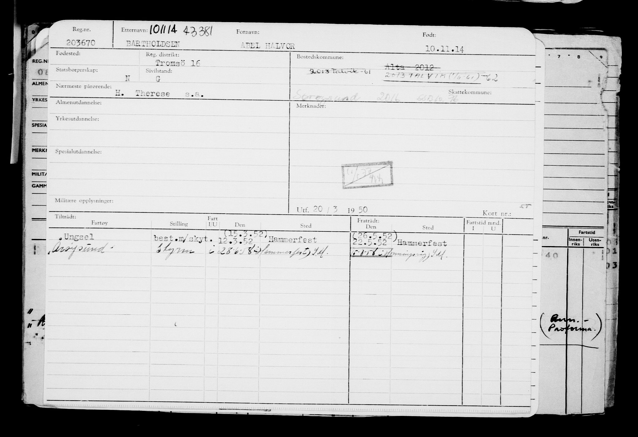 Direktoratet for sjømenn, RA/S-3545/G/Gb/L0125: Hovedkort, 1914, p. 144