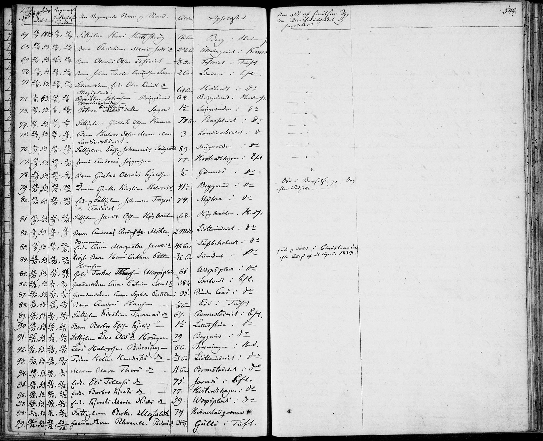 Sandsvær kirkebøker, AV/SAKO-A-244/F/Fa/L0005: Parish register (official) no. I 5, 1840-1856, p. 544-545