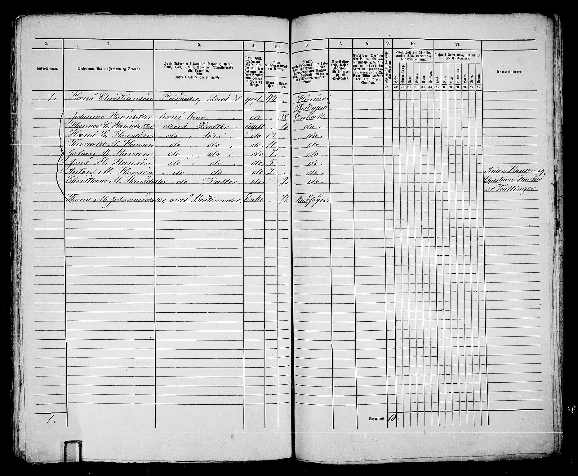 RA, 1865 census for Drøbak/Drøbak, 1865, p. 398