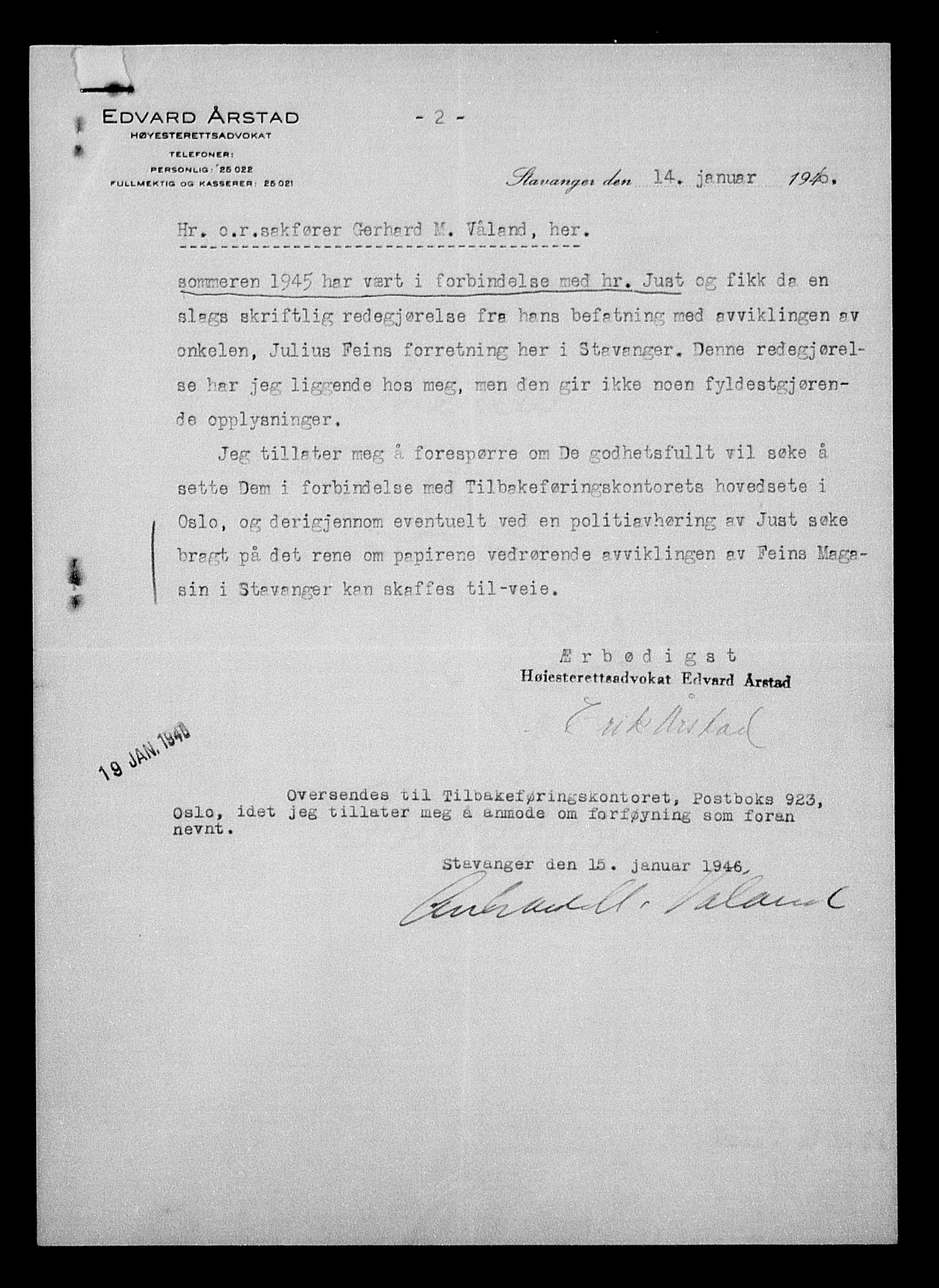 Justisdepartementet, Tilbakeføringskontoret for inndratte formuer, AV/RA-S-1564/H/Hc/Hcd/L0995: --, 1945-1947, p. 278