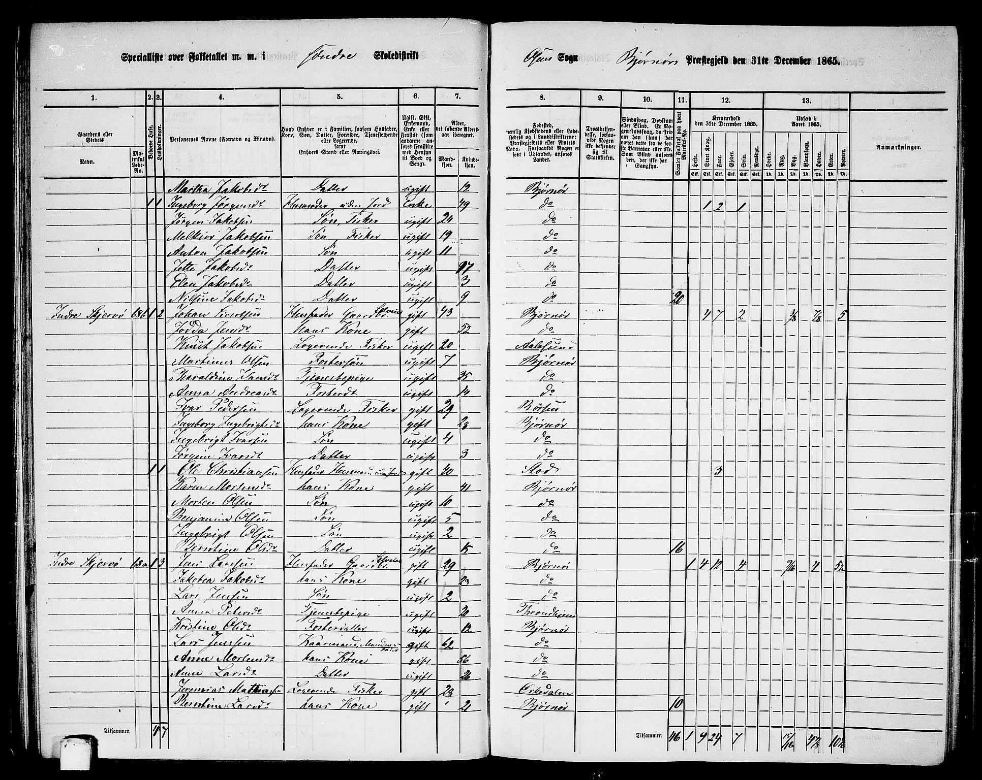 RA, 1865 census for Bjørnør, 1865, p. 57