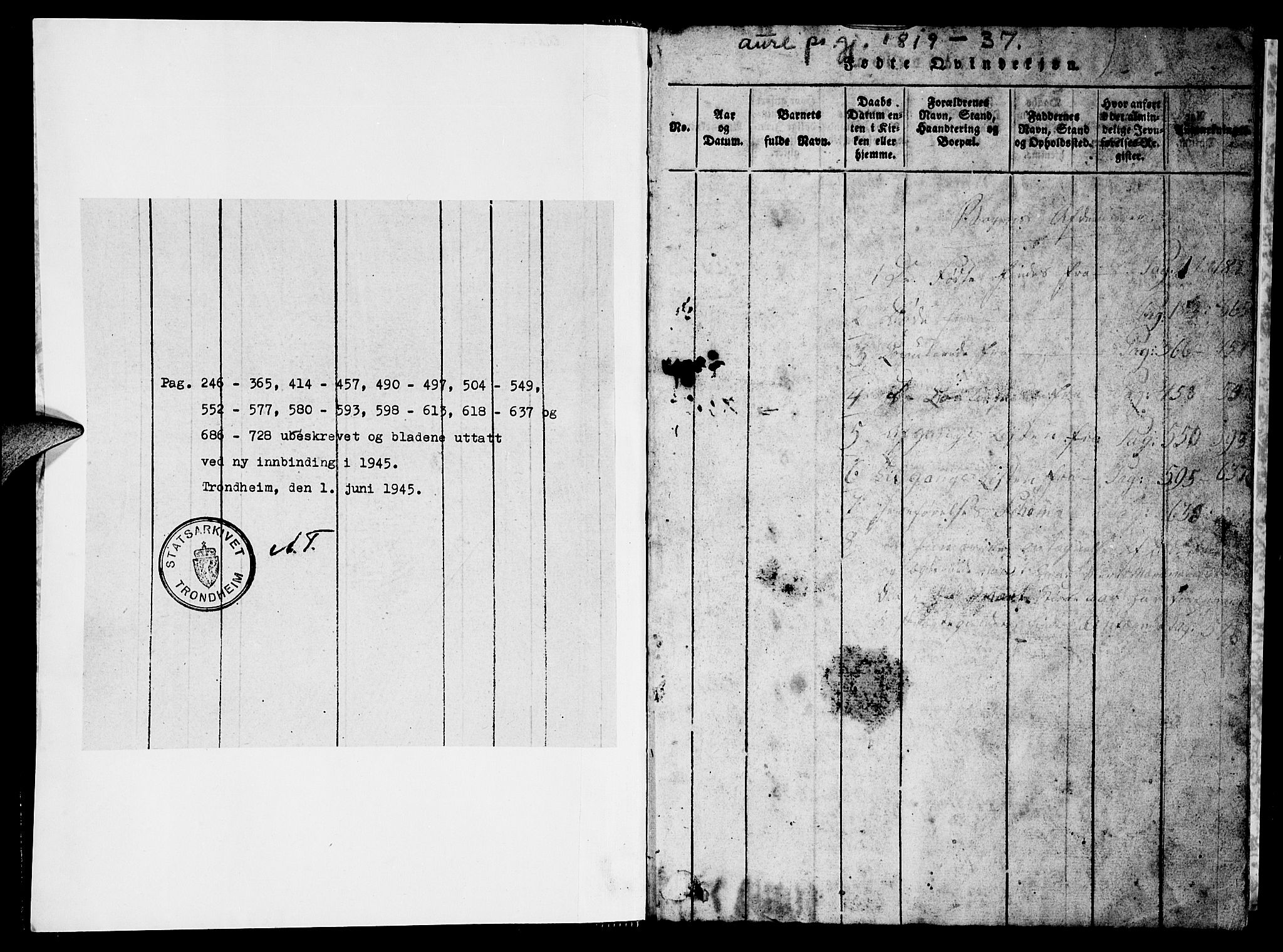 Ministerialprotokoller, klokkerbøker og fødselsregistre - Møre og Romsdal, AV/SAT-A-1454/578/L0908: Parish register (copy) no. 578C01, 1819-1837