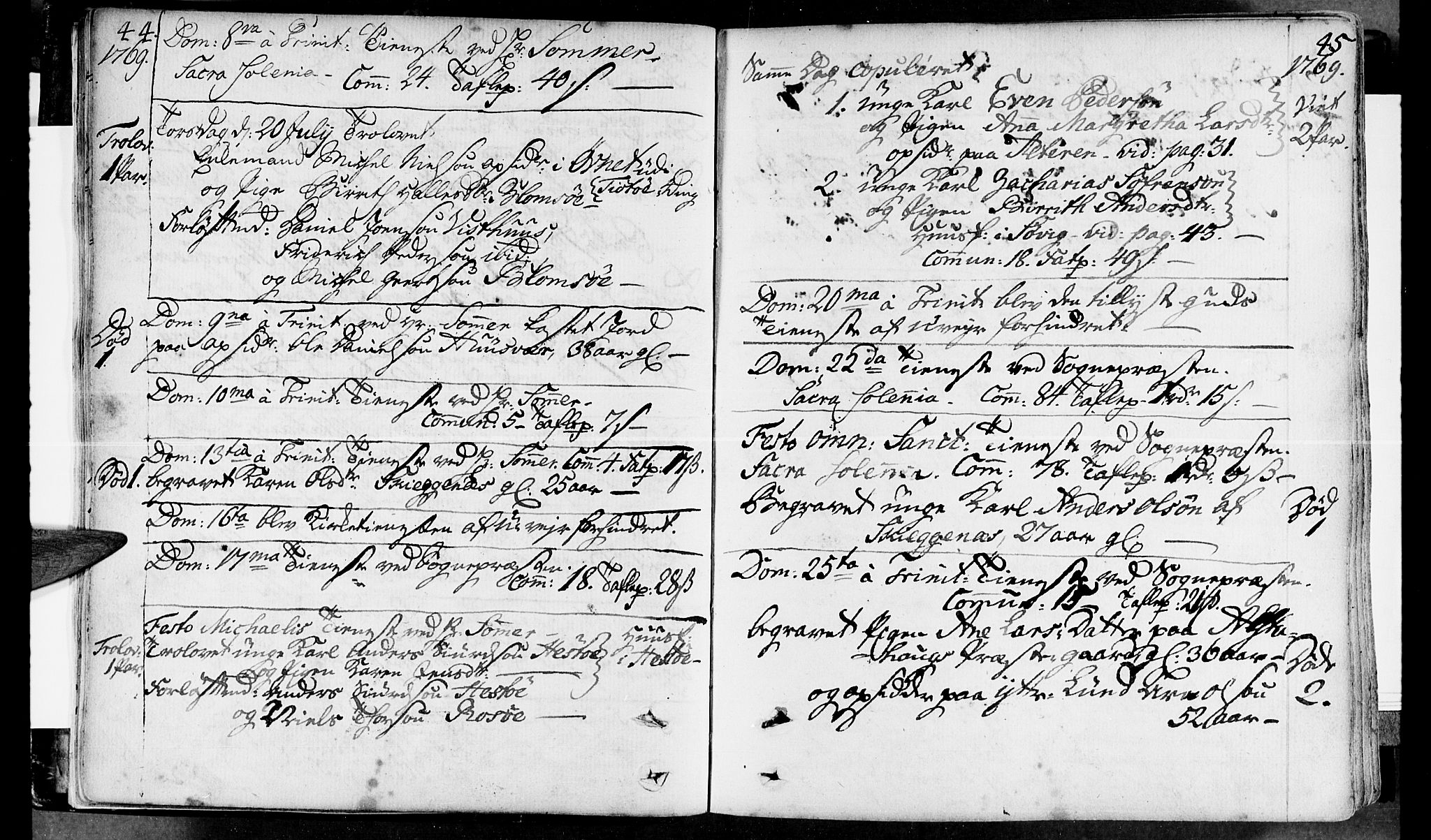 Ministerialprotokoller, klokkerbøker og fødselsregistre - Nordland, AV/SAT-A-1459/830/L0436: Parish register (official) no. 830A05 /1, 1737-1804, p. 44-45