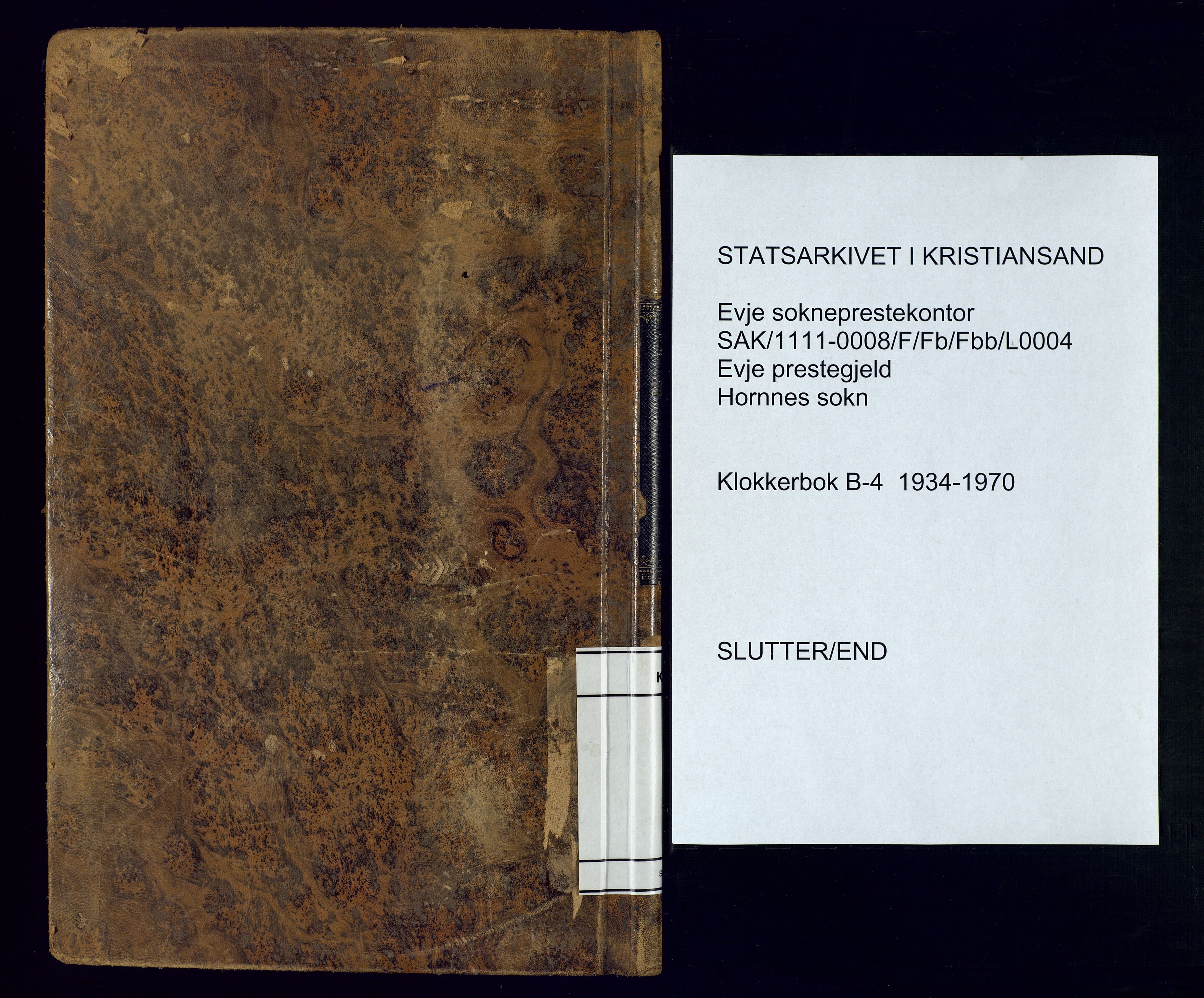 Evje sokneprestkontor, AV/SAK-1111-0008/F/Fb/Fbb/L0004: Parish register (copy) no. B-4, 1934-1970