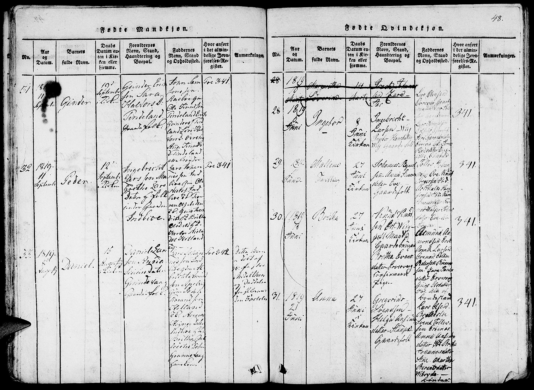 Fjelberg sokneprestembete, AV/SAB-A-75201/H/Haa: Parish register (official) no. A 4, 1816-1822, p. 48