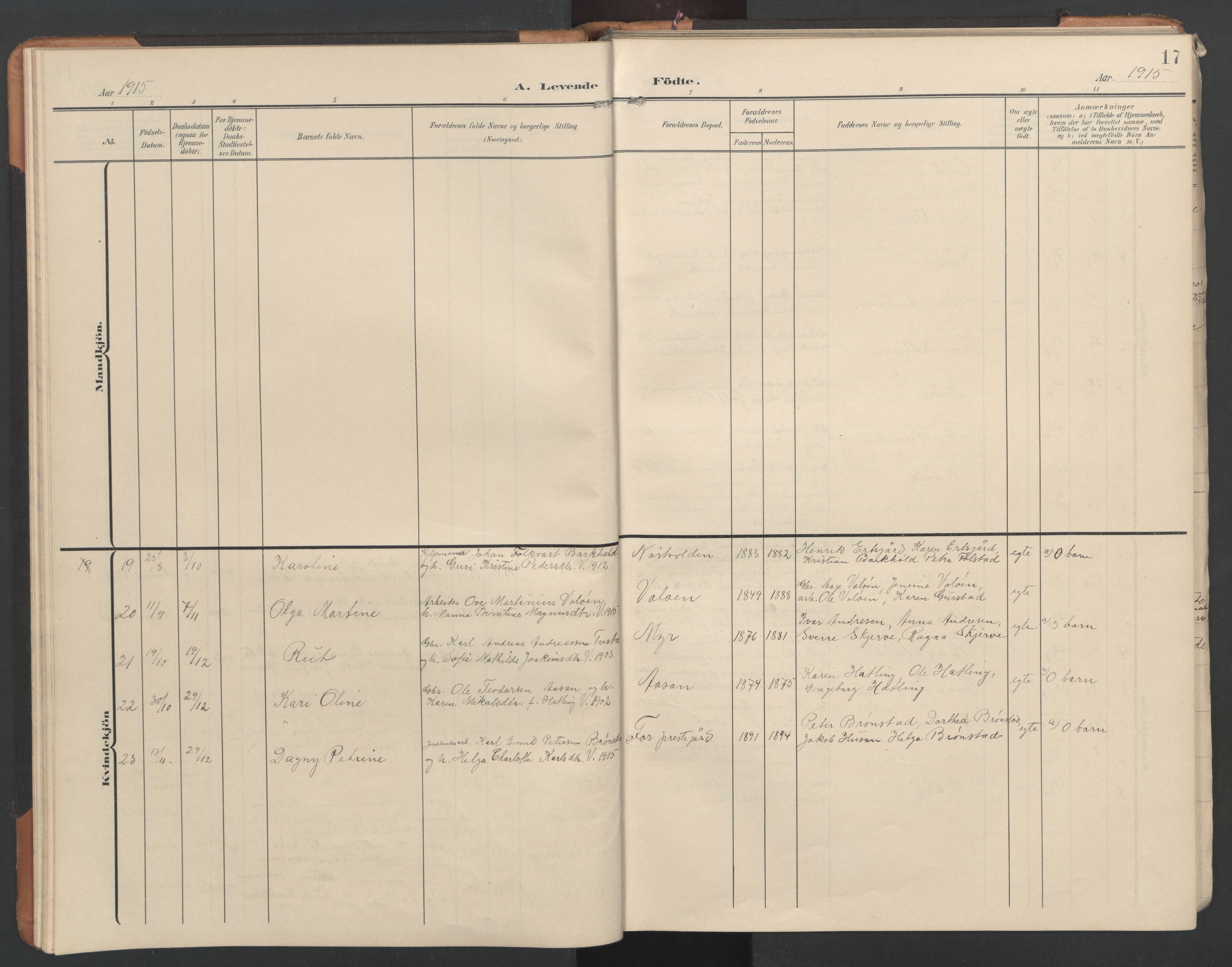 Ministerialprotokoller, klokkerbøker og fødselsregistre - Nord-Trøndelag, SAT/A-1458/746/L0455: Parish register (copy) no. 746C01, 1908-1933, p. 17