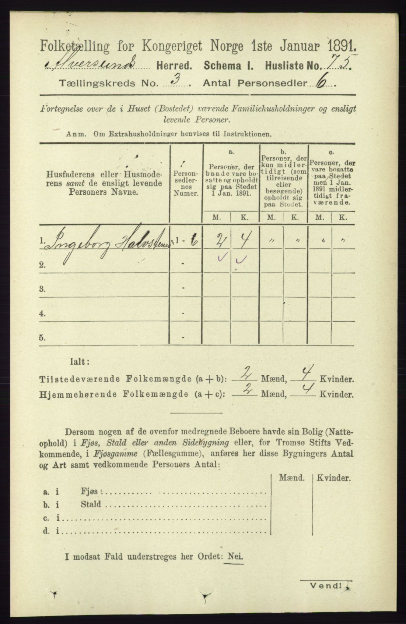 RA, 1891 census for 1257 Alversund, 1891, p. 1019