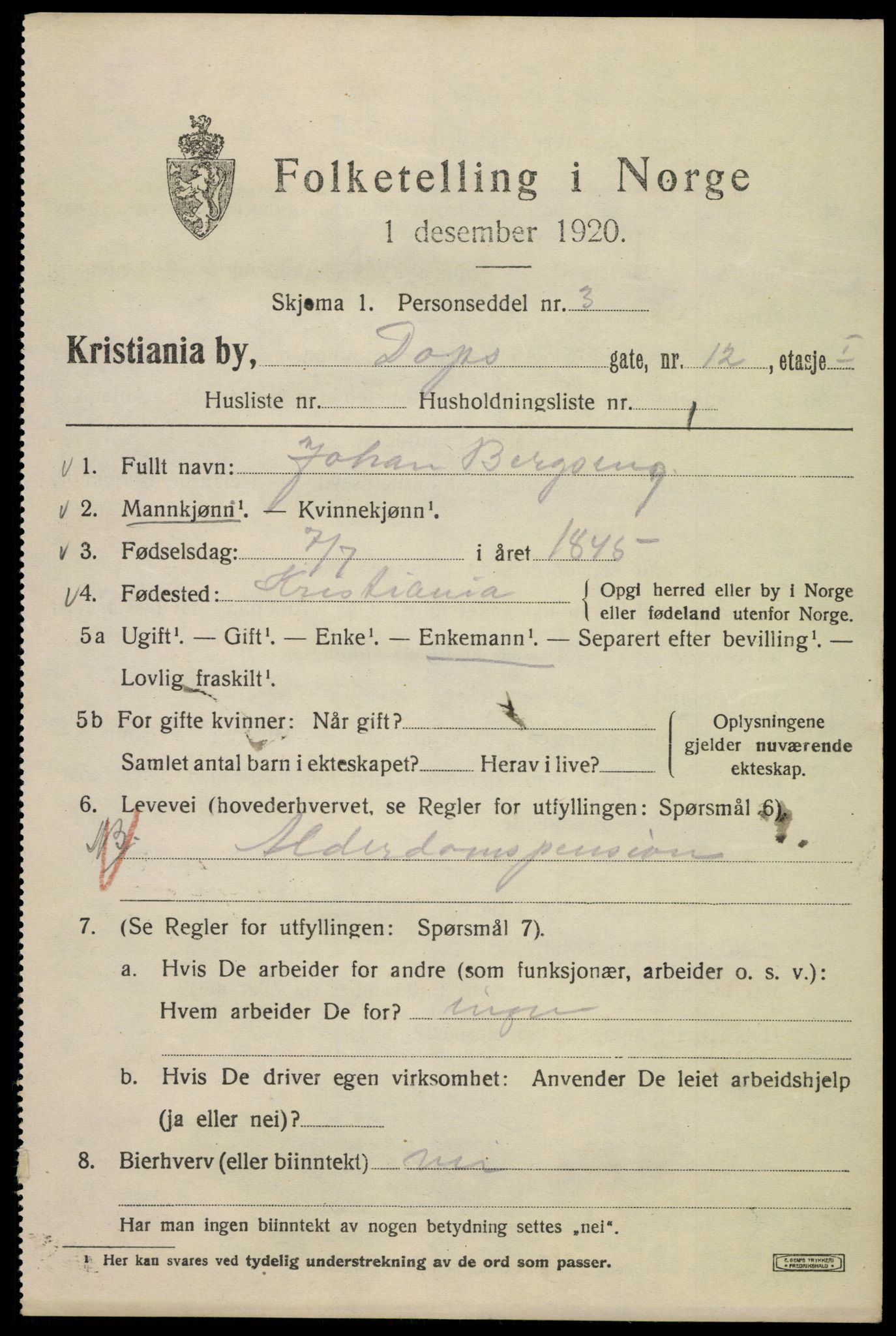 SAO, 1920 census for Kristiania, 1920, p. 199895