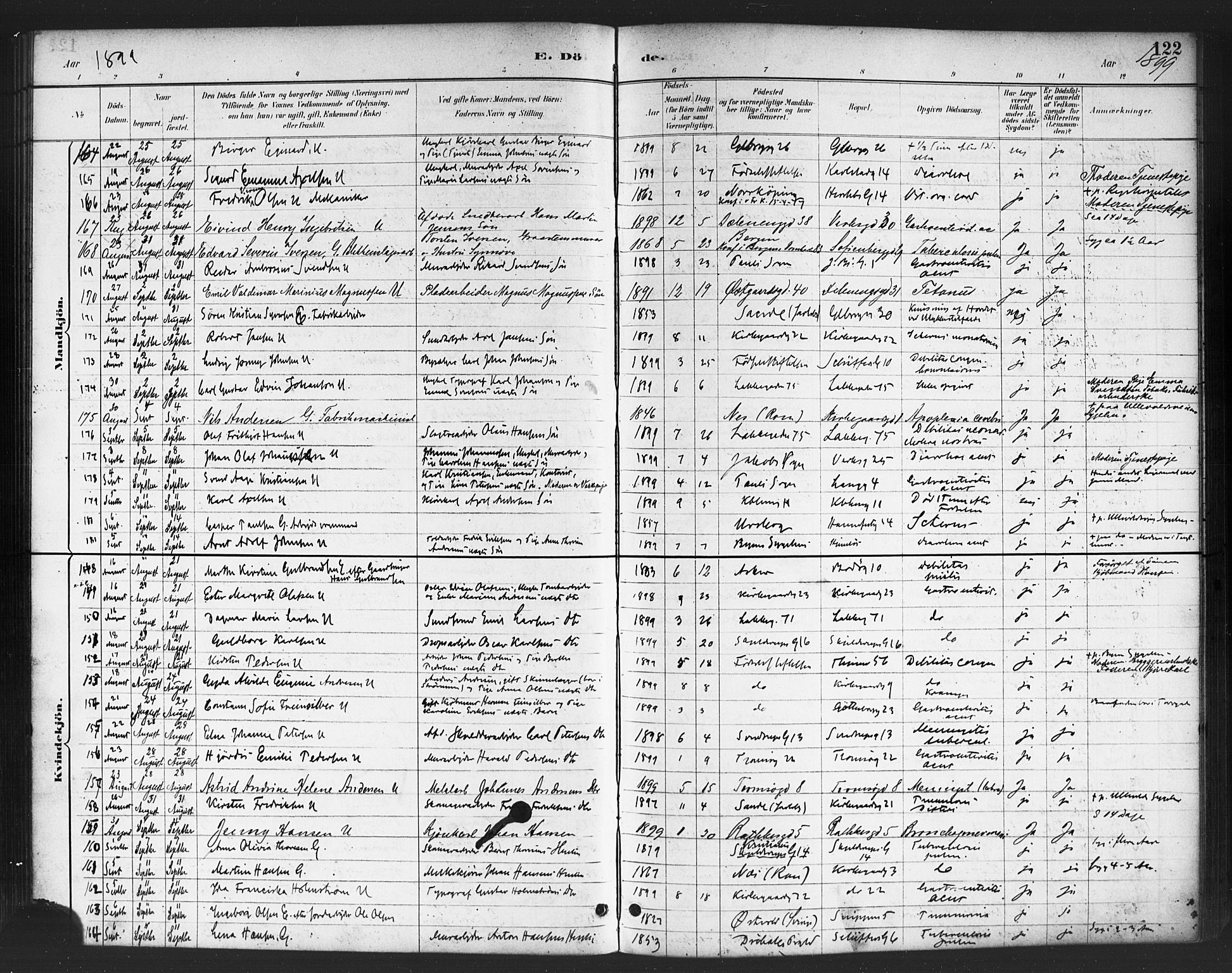 Petrus prestekontor Kirkebøker, AV/SAO-A-10872/F/Fa/L0003: Parish register (official) no. 3, 1885-1903, p. 122