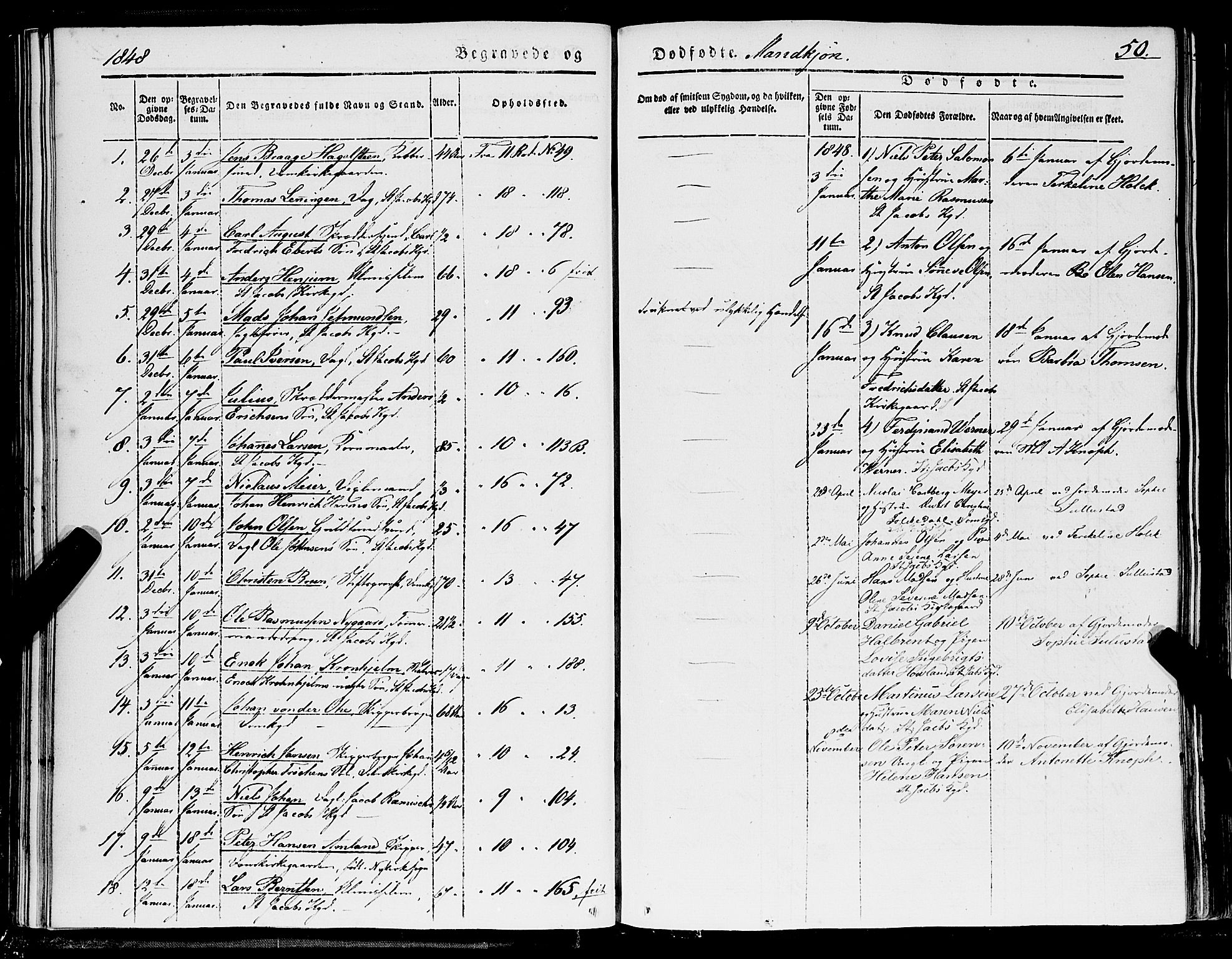 Domkirken sokneprestembete, SAB/A-74801/H/Haa/L0040: Parish register (official) no. E 1, 1841-1853, p. 50