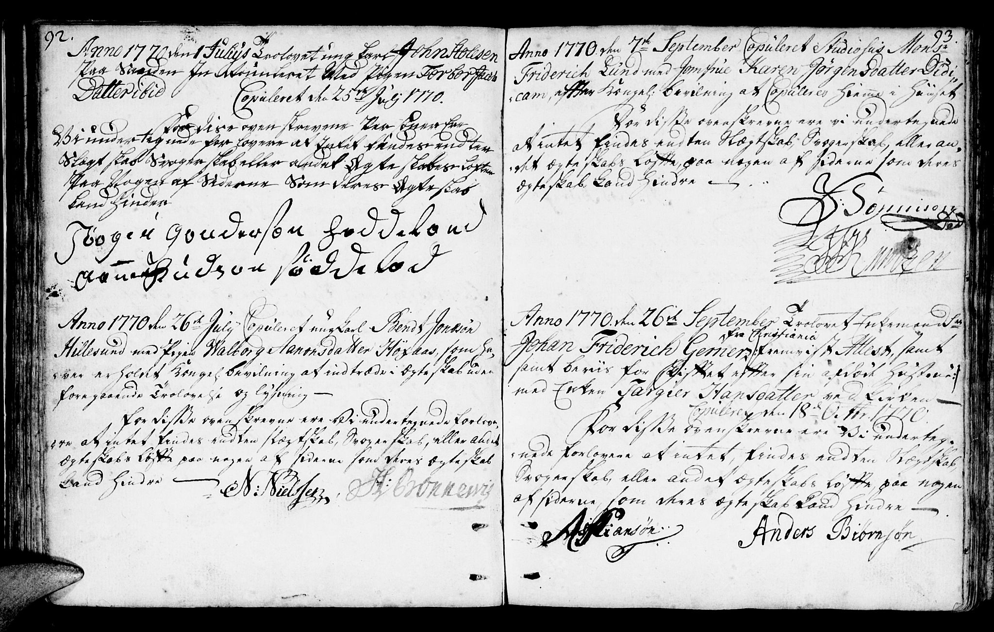 Mandal sokneprestkontor, AV/SAK-1111-0030/F/Fa/Faa/L0006: Parish register (official) no. A 6, 1755-1783, p. 92-93