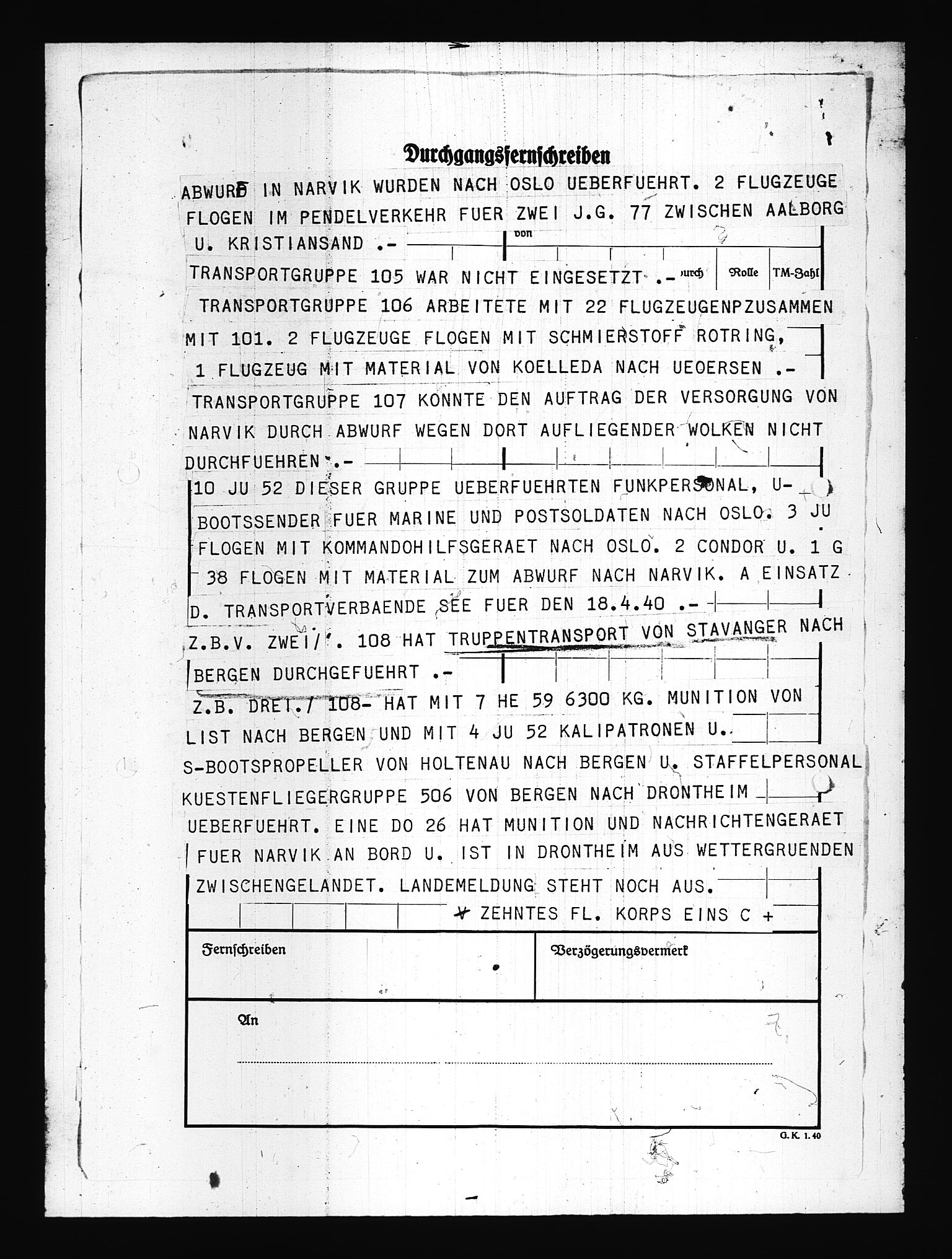 Documents Section, AV/RA-RAFA-2200/V/L0076: Amerikansk mikrofilm "Captured German Documents".
Box No. 715.  FKA jnr. 619/1954., 1940, p. 648