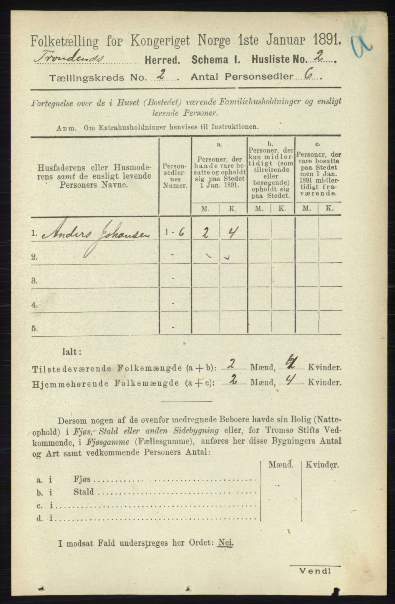 RA, 1891 census for 1914 Trondenes, 1891, p. 580