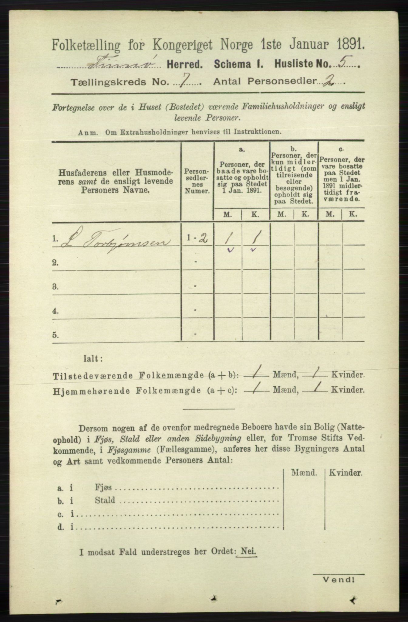 RA, 1891 census for 1141 Finnøy, 1891, p. 1491