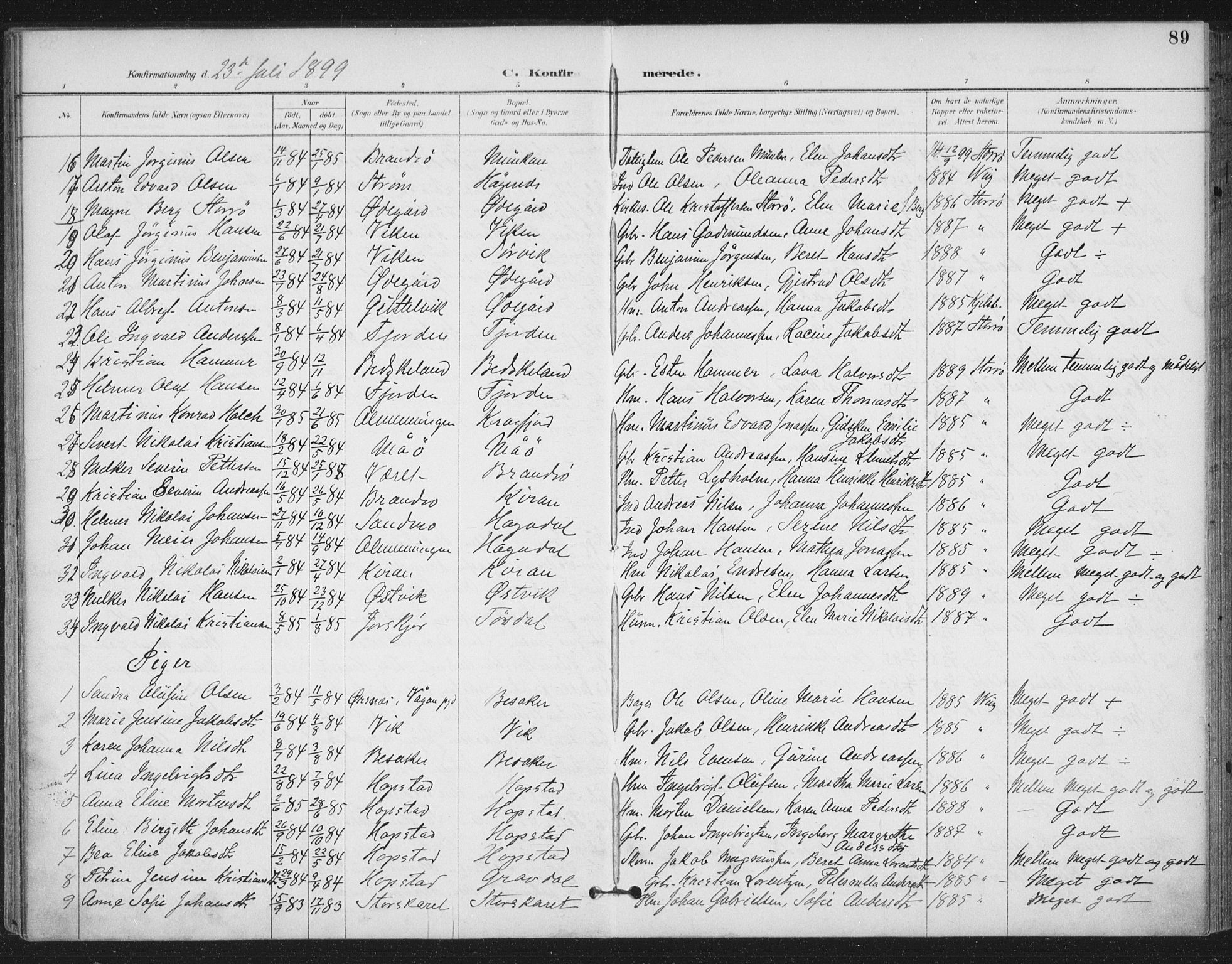 Ministerialprotokoller, klokkerbøker og fødselsregistre - Sør-Trøndelag, SAT/A-1456/657/L0708: Parish register (official) no. 657A09, 1894-1904, p. 89