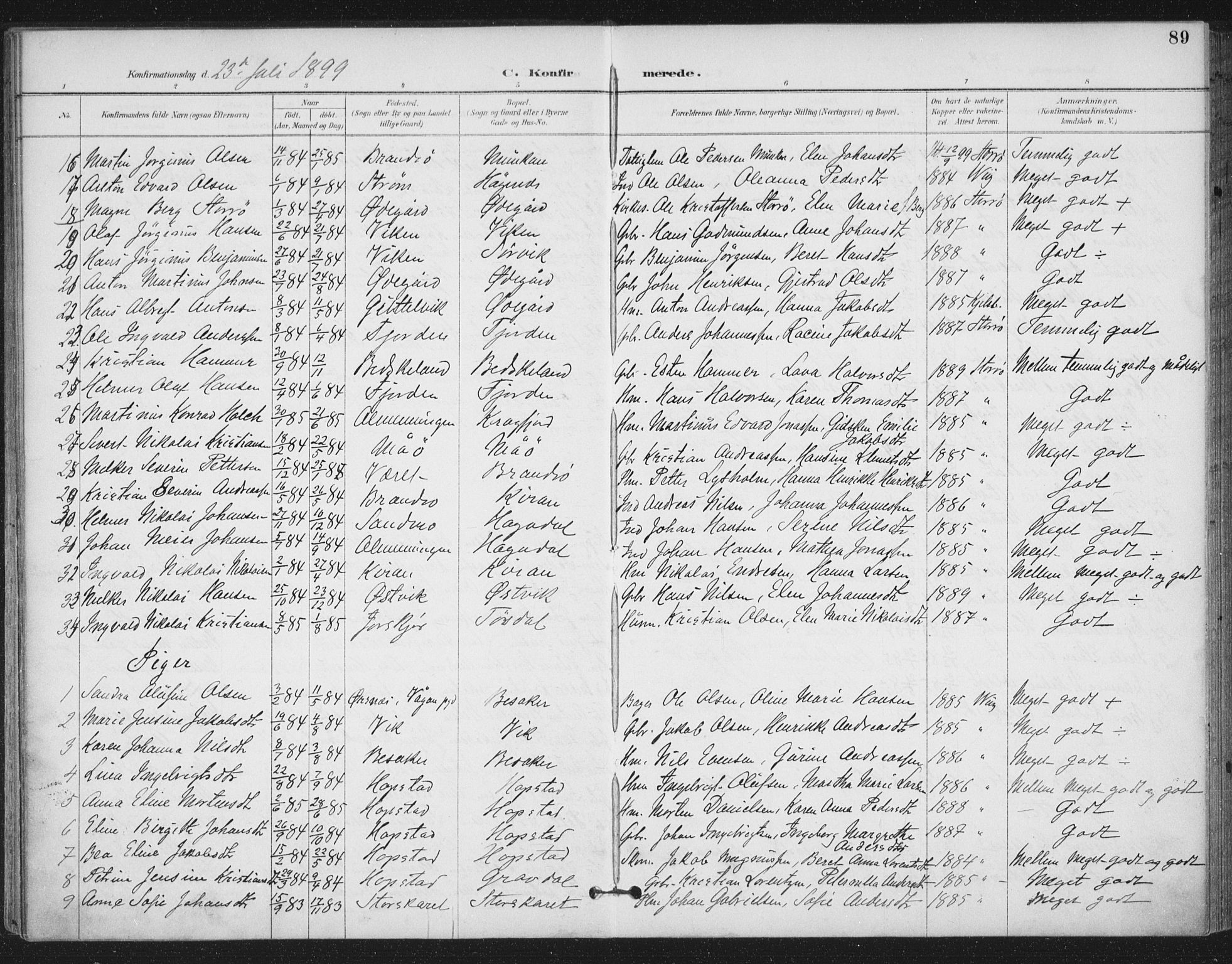 Ministerialprotokoller, klokkerbøker og fødselsregistre - Sør-Trøndelag, AV/SAT-A-1456/657/L0708: Parish register (official) no. 657A09, 1894-1904, p. 89