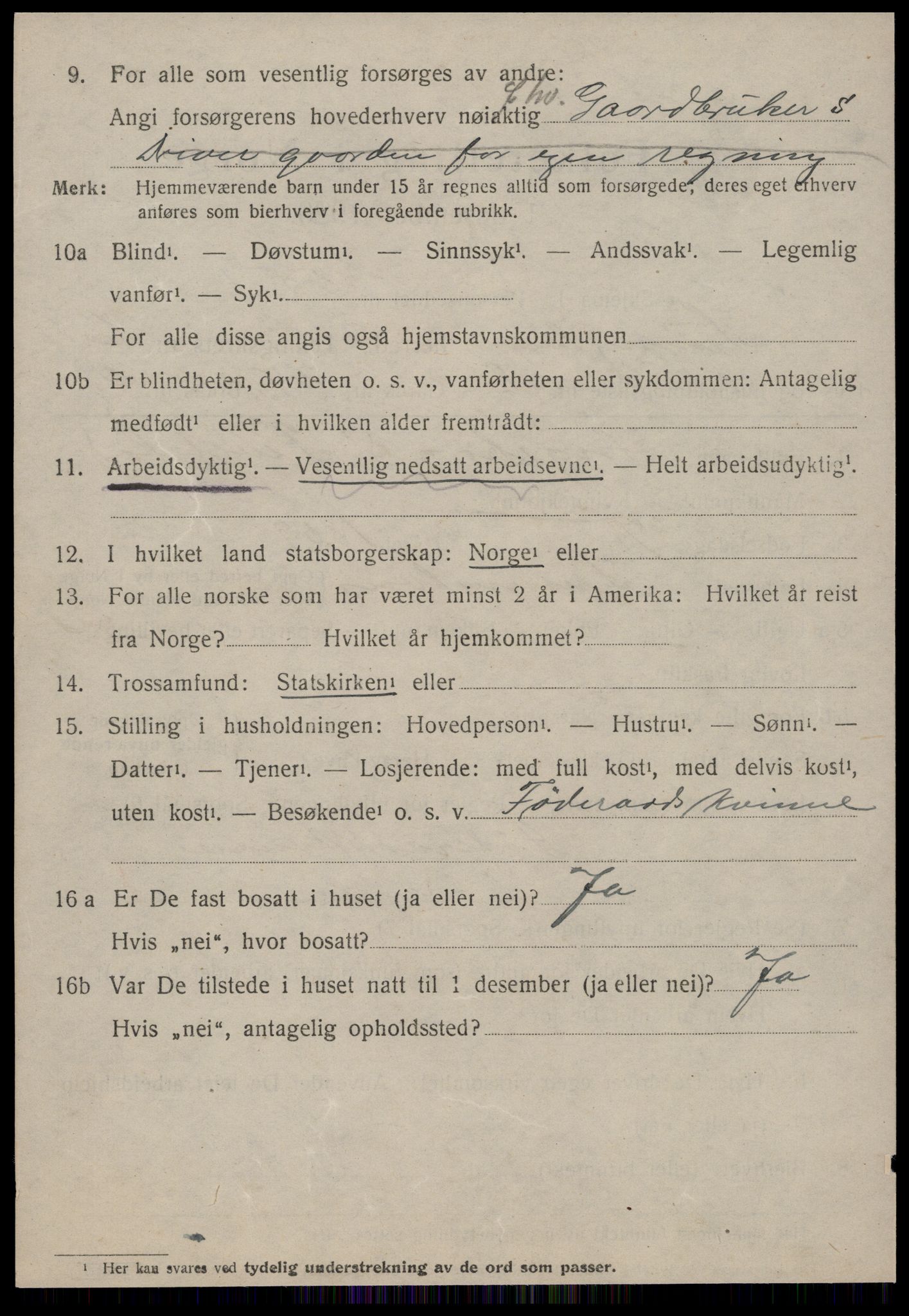 SAT, 1920 census for Sunnylven, 1920, p. 2535