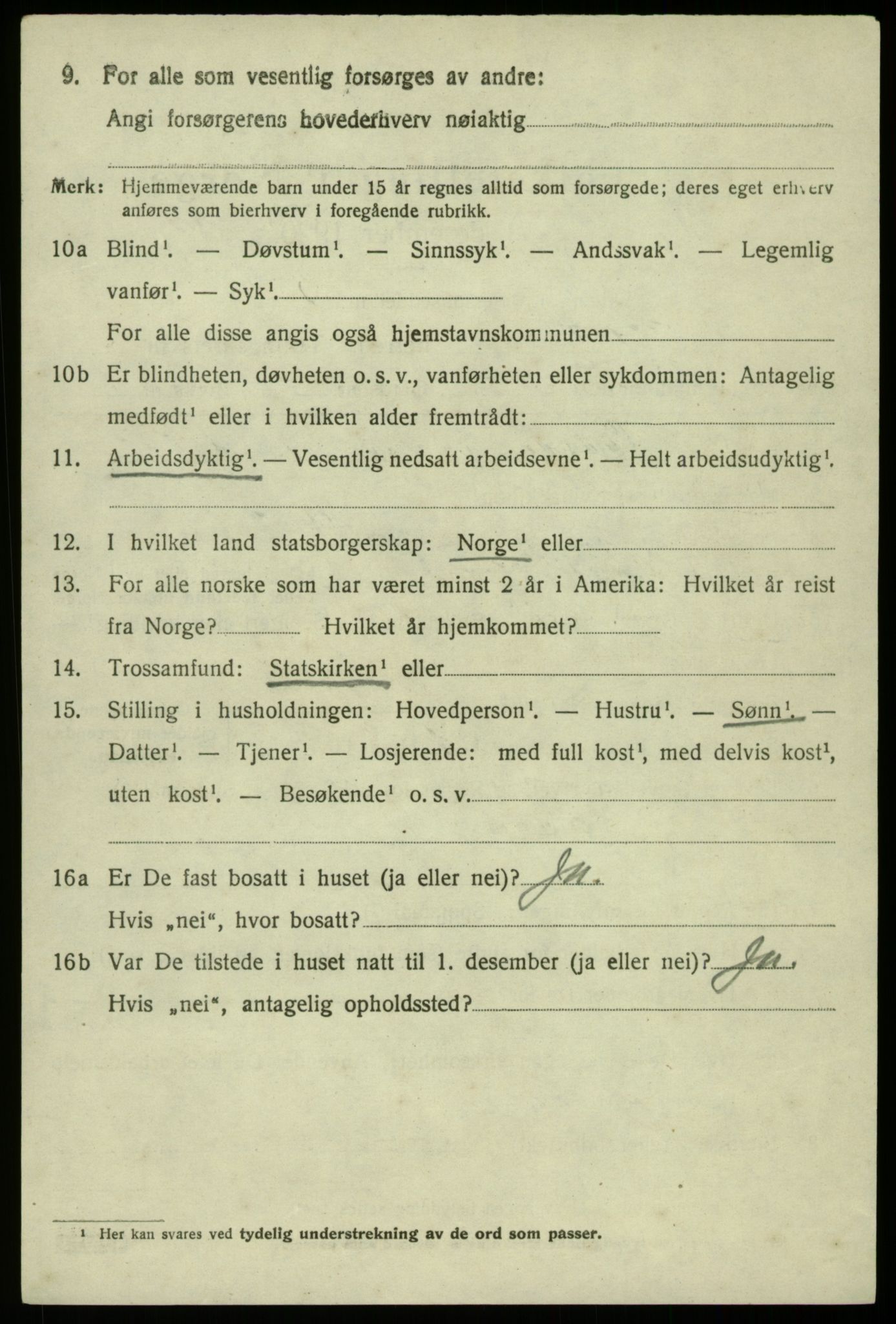 SAB, 1920 census for Eidfjord, 1920, p. 997