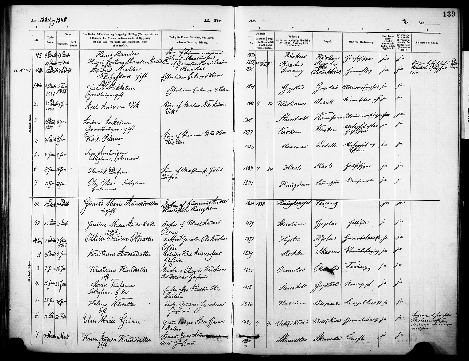 Sandar kirkebøker, SAKO/A-243/F/Fa/L0013: Parish register (official) no. 13, 1883-1895, p. 139