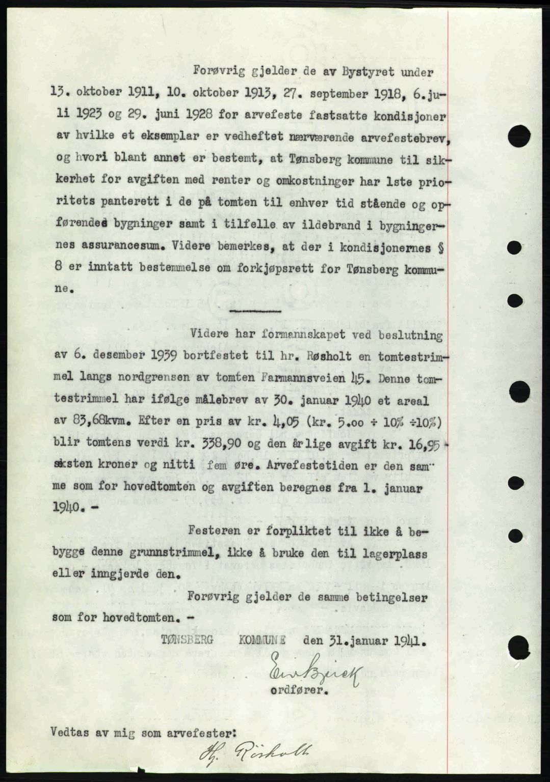 Tønsberg sorenskriveri, AV/SAKO-A-130/G/Ga/Gaa/L0009: Mortgage book no. A9, 1940-1941, Diary no: : 467/1941