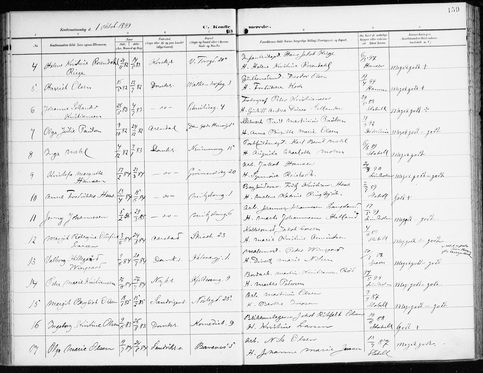 Domkirken sokneprestembete, AV/SAB-A-74801/H/Haa/L0031: Parish register (official) no. C 6, 1898-1915, p. 159