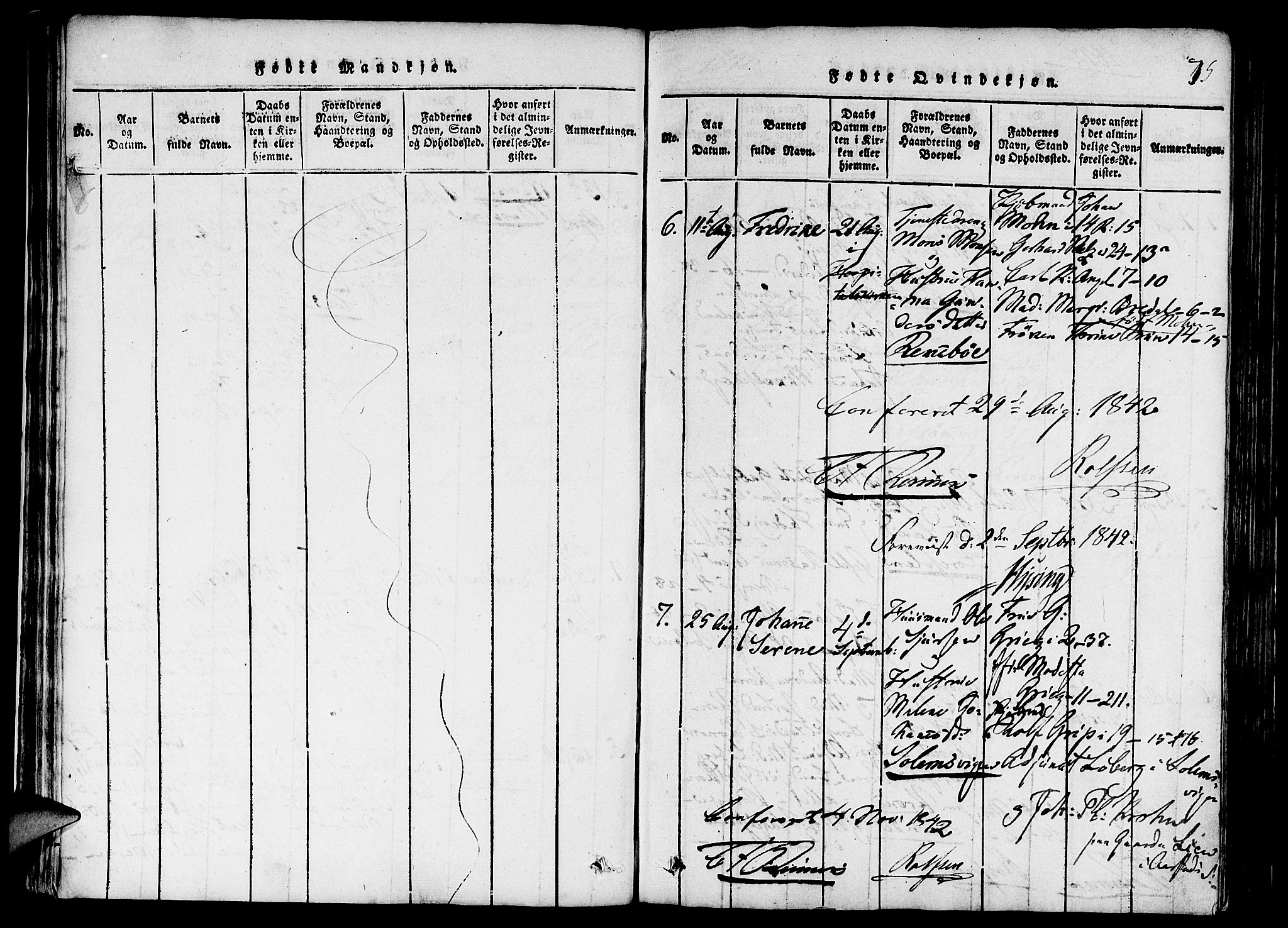 St. Jørgens hospital og Årstad sokneprestembete, AV/SAB-A-99934: Parish register (official) no. A 3, 1815-1843, p. 75