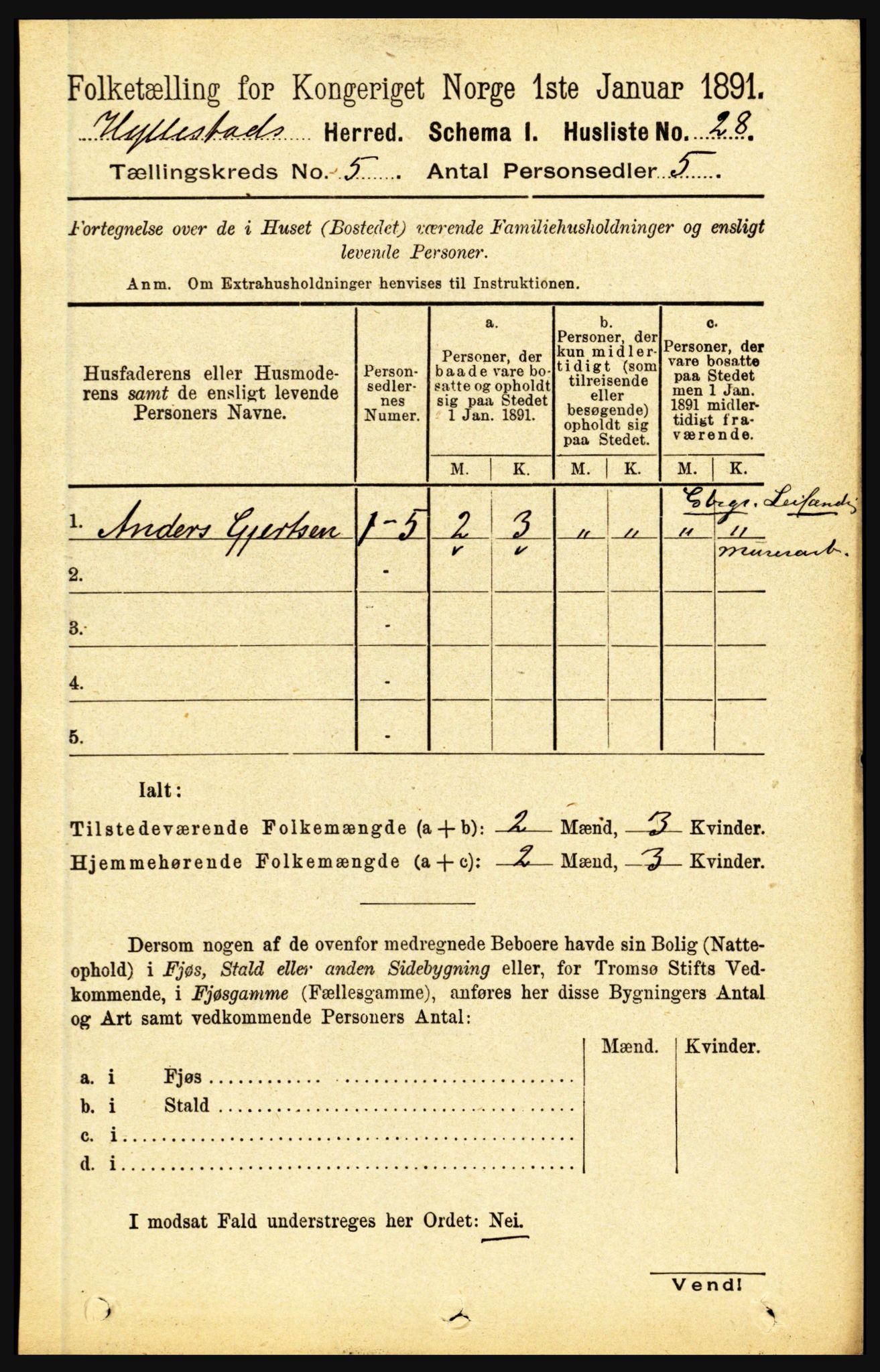 RA, 1891 census for 1413 Hyllestad, 1891, p. 803