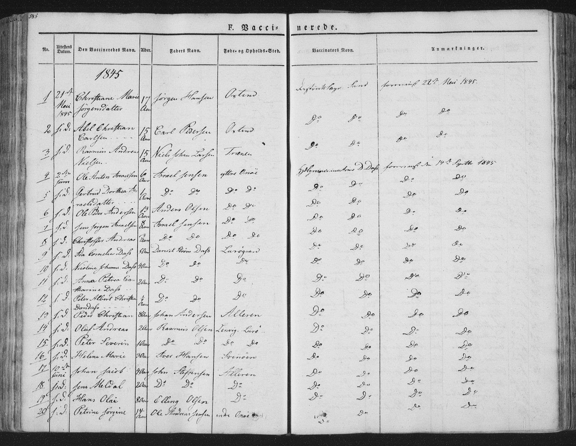 Ministerialprotokoller, klokkerbøker og fødselsregistre - Nordland, AV/SAT-A-1459/839/L0566: Parish register (official) no. 839A03, 1825-1862, p. 585