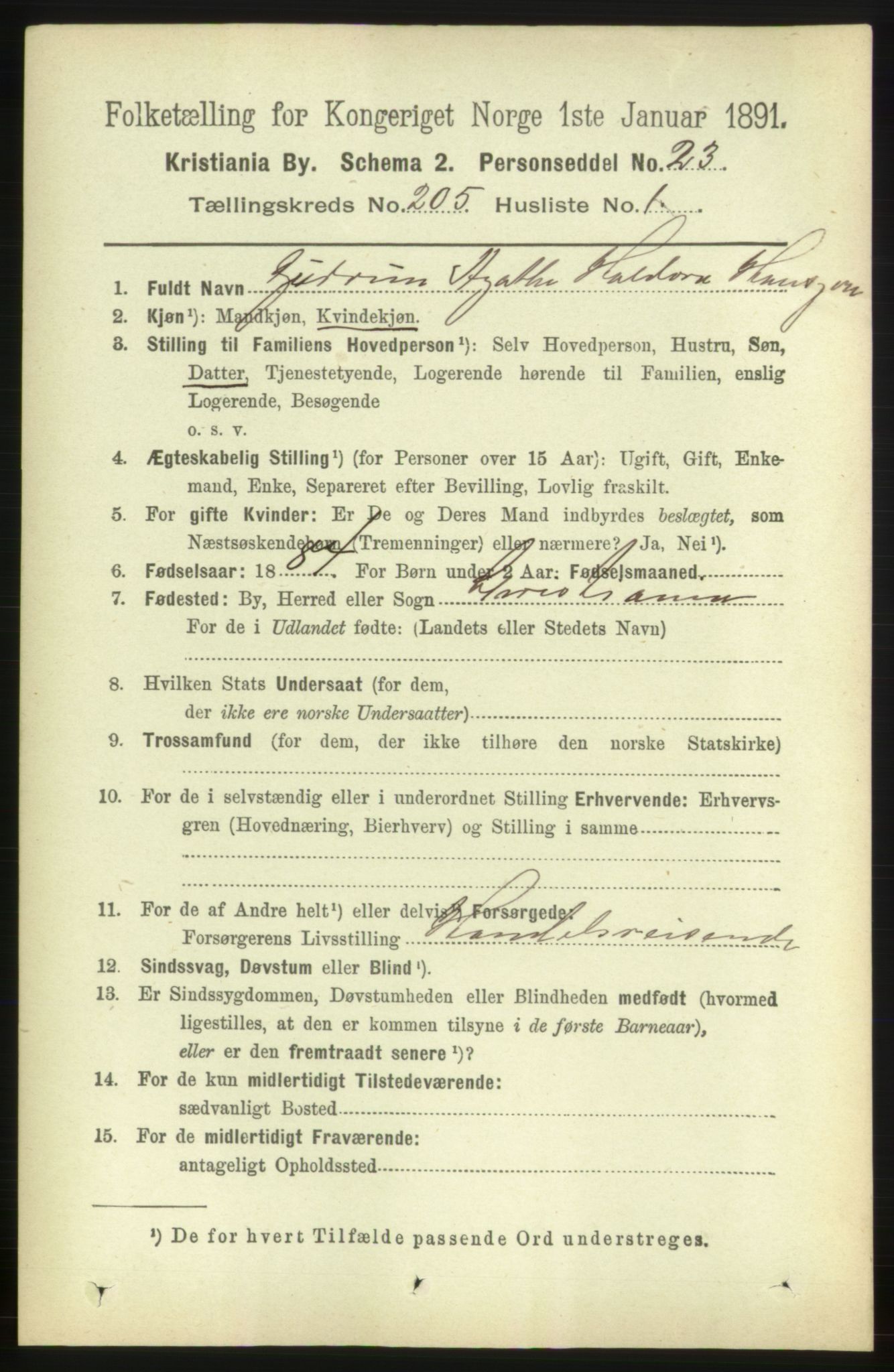 RA, 1891 census for 0301 Kristiania, 1891, p. 123352