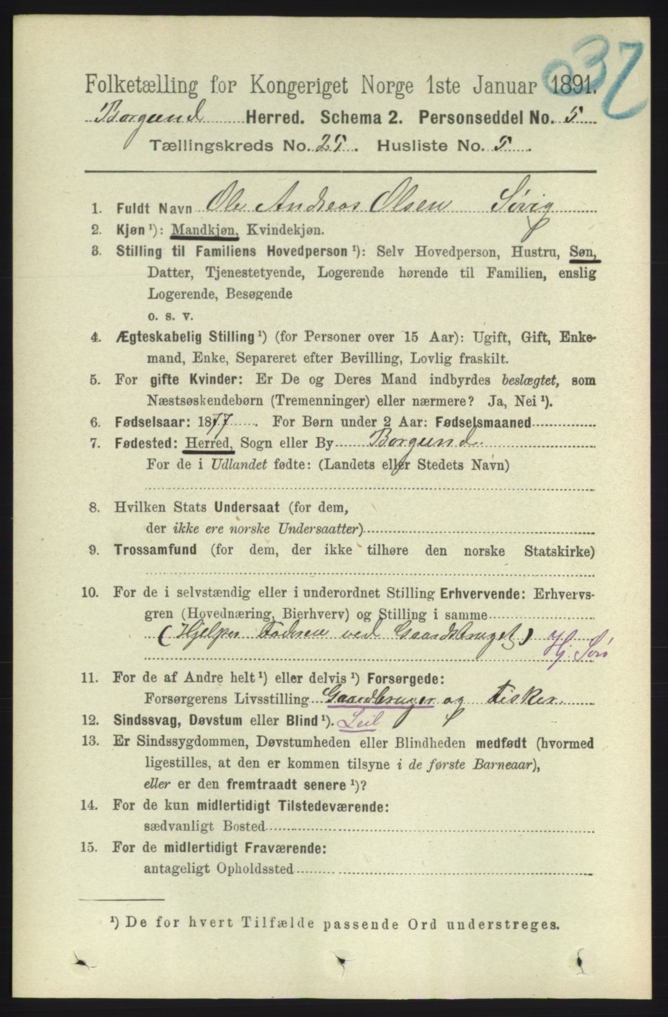 RA, 1891 census for 1531 Borgund, 1891, p. 7290