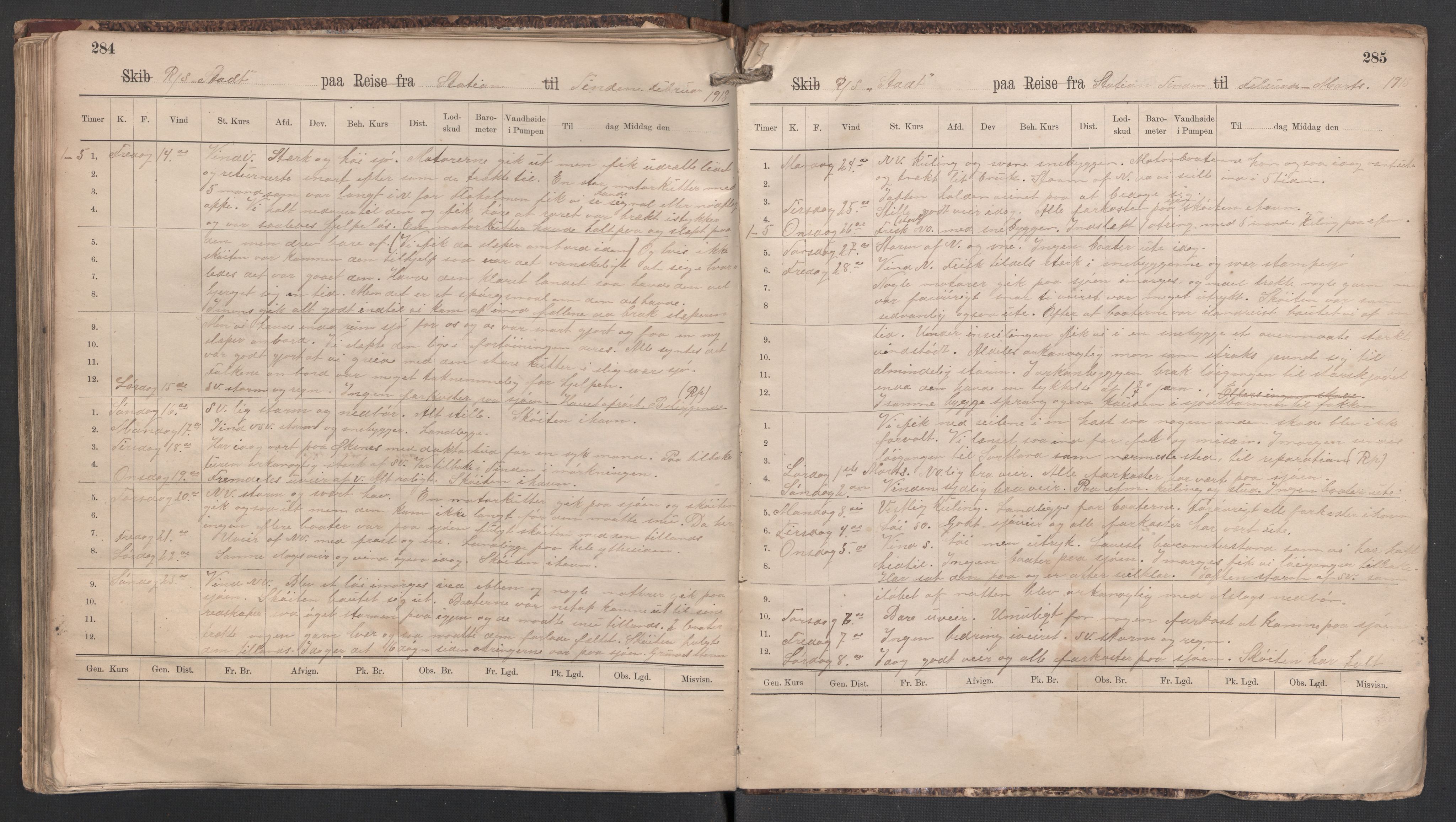 Redningsselskapet (NSSR), AV/RA-PA-1393/2/G/L0001: Dagbok, 1902-1913, p. 284-285