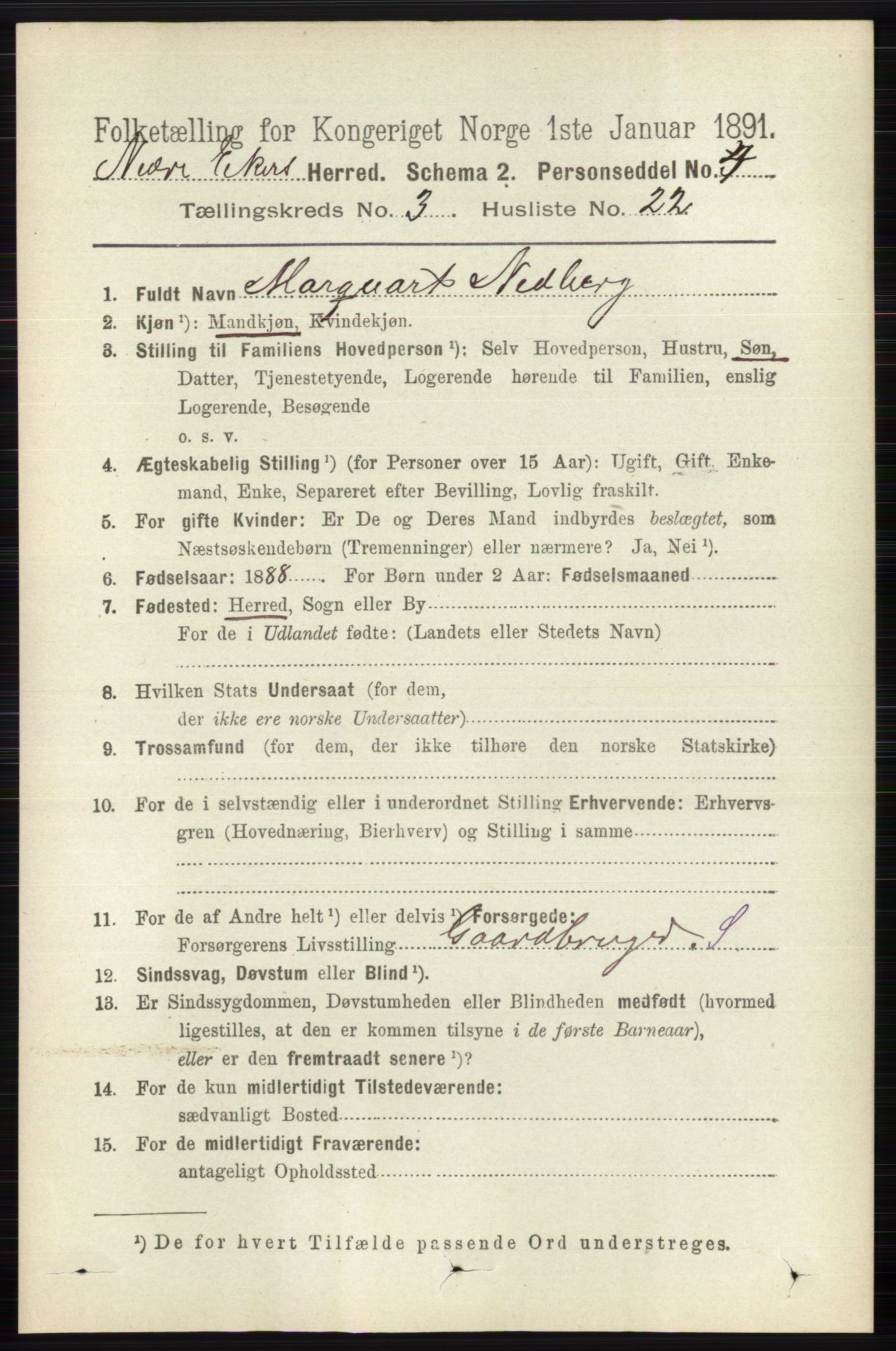 RA, 1891 census for 0625 Nedre Eiker, 1891, p. 1292