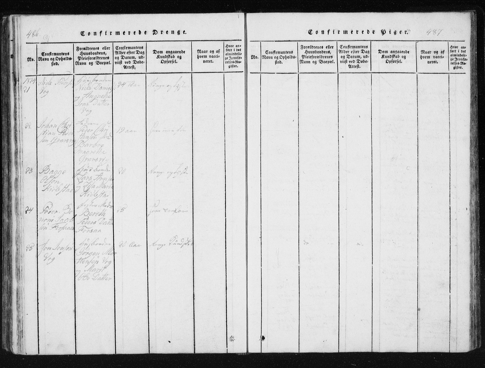 Ministerialprotokoller, klokkerbøker og fødselsregistre - Nordland, AV/SAT-A-1459/805/L0096: Parish register (official) no. 805A03, 1820-1837, p. 486-487