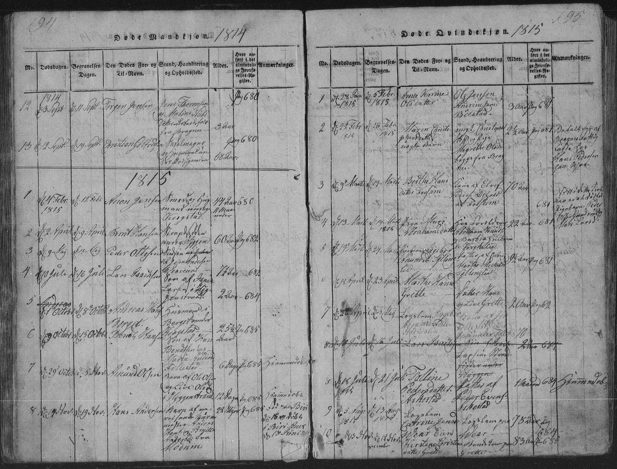Røyken kirkebøker, SAKO/A-241/G/Ga/L0003: Parish register (copy) no. 3, 1814-1856, p. 194-195