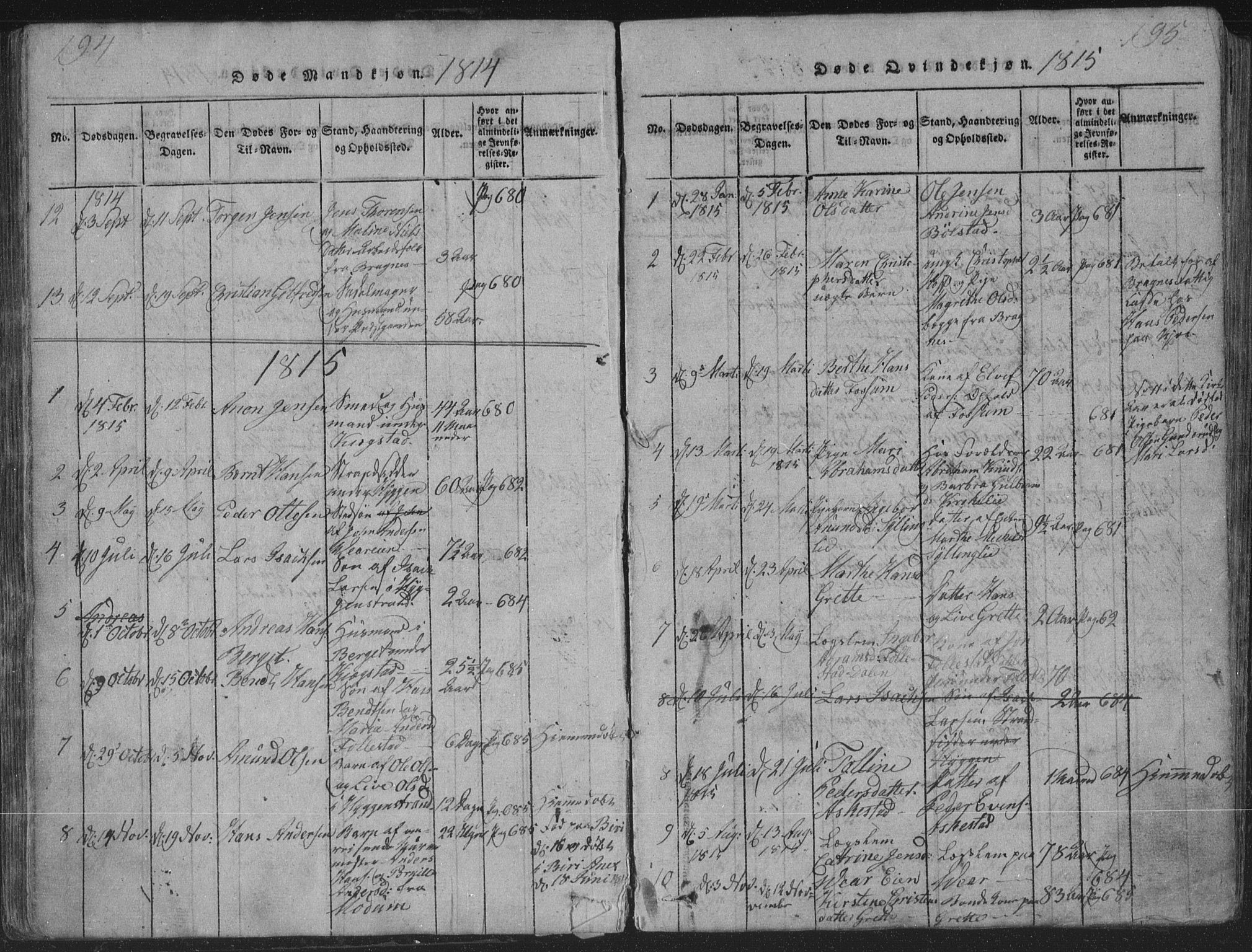 Røyken kirkebøker, AV/SAKO-A-241/G/Ga/L0003: Parish register (copy) no. 3, 1814-1856, p. 194-195