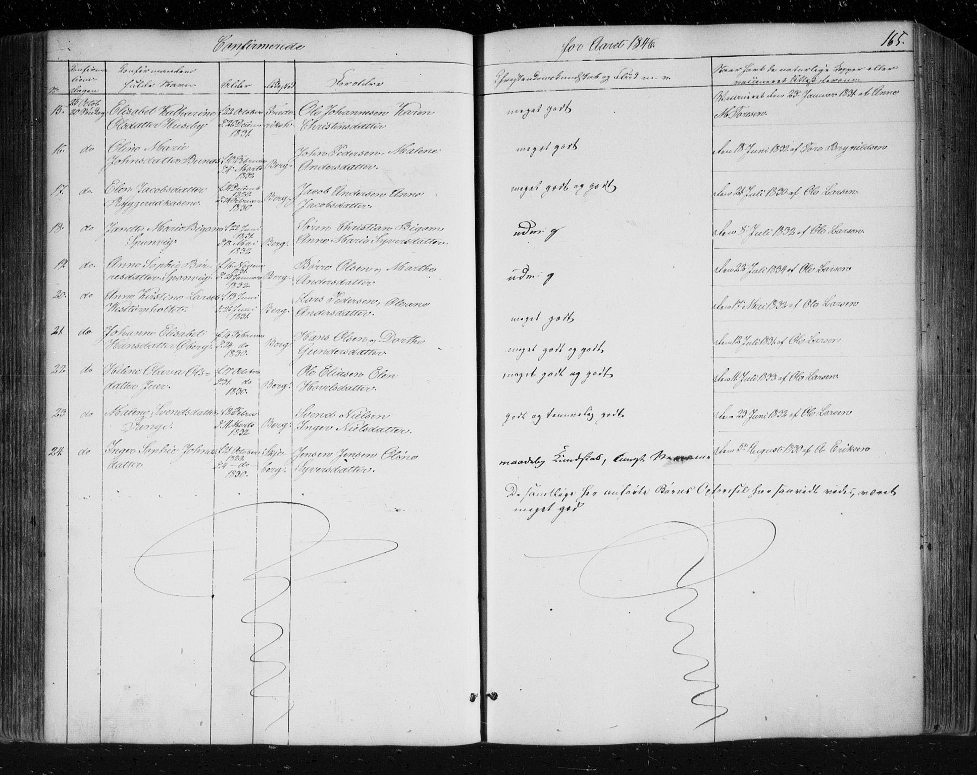 Berg prestekontor Kirkebøker, AV/SAO-A-10902/F/Fa/L0004: Parish register (official) no. I 4, 1843-1860, p. 165