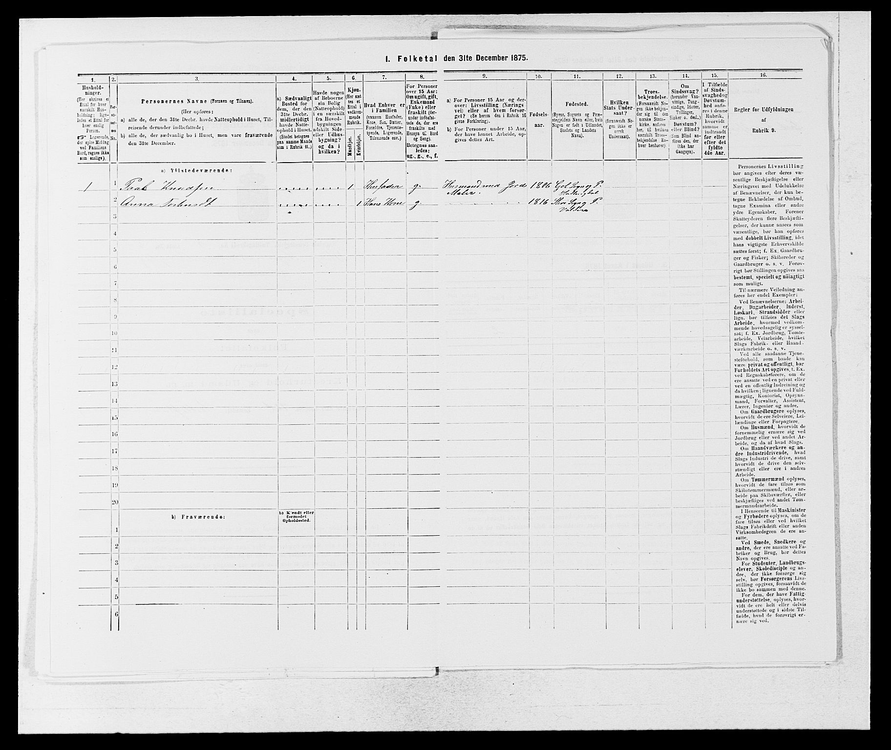 SAB, 1875 census for 1420P Sogndal, 1875, p. 819