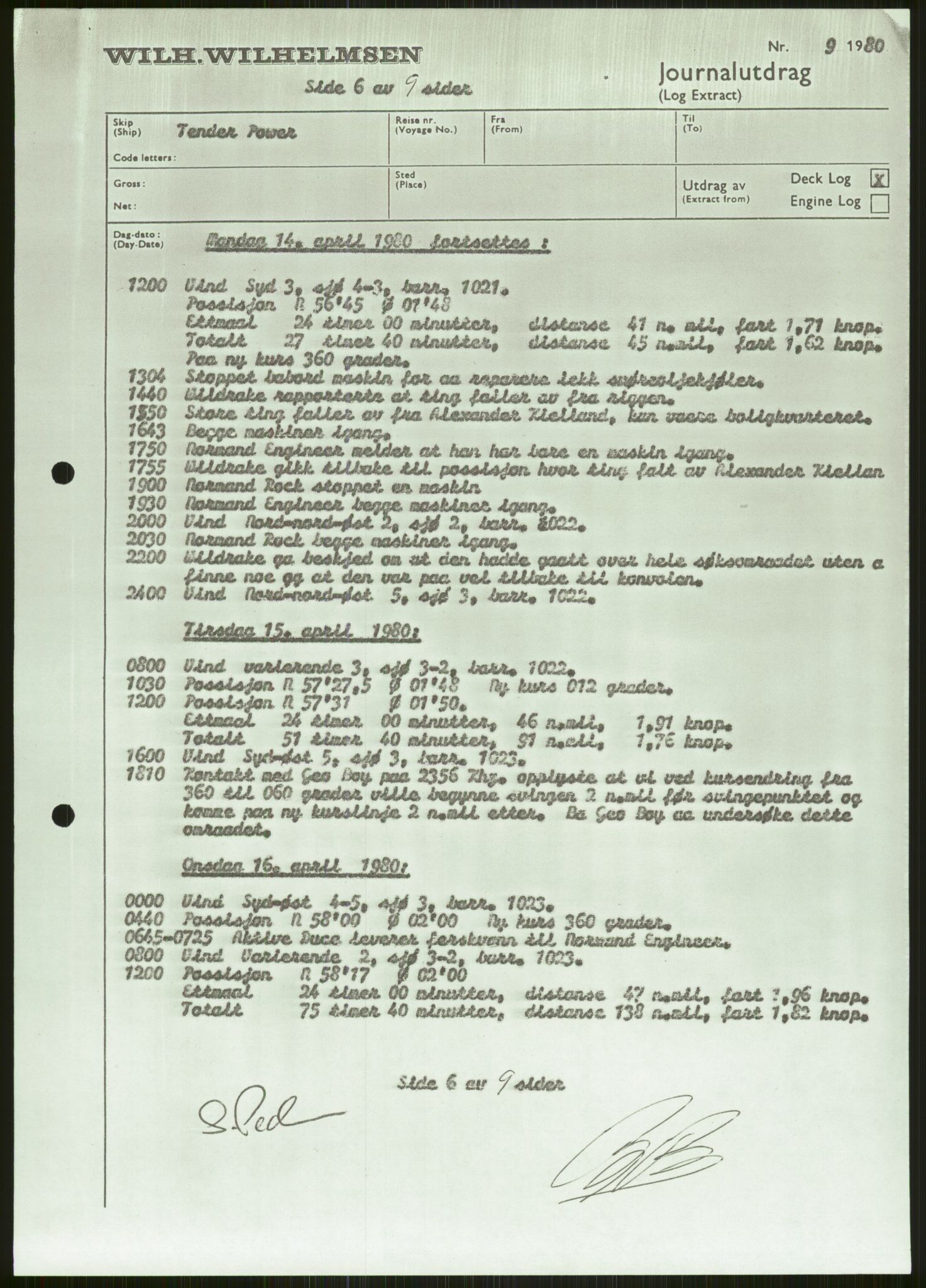 Justisdepartementet, Granskningskommisjonen ved Alexander Kielland-ulykken 27.3.1980, AV/RA-S-1165/D/L0006: A Alexander L. Kielland (Doku.liste + A3-A6, A11-A13, A18-A20-A21, A23, A31 av 31)/Dykkerjournaler, 1980-1981, p. 82
