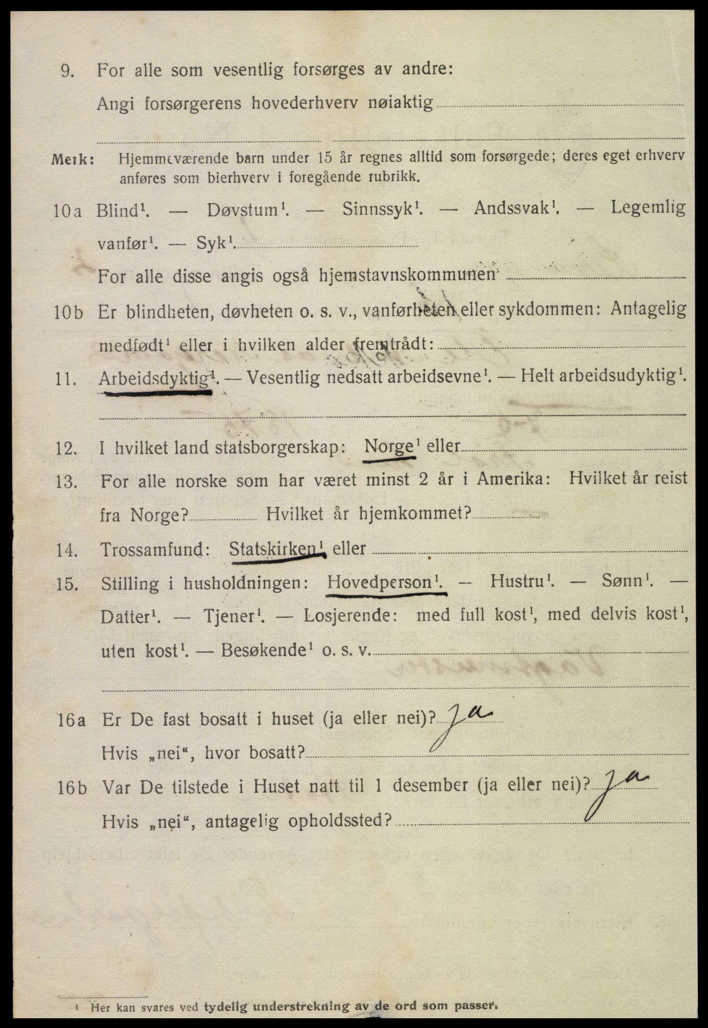 SAT, 1920 census for Levanger town, 1920, p. 2789