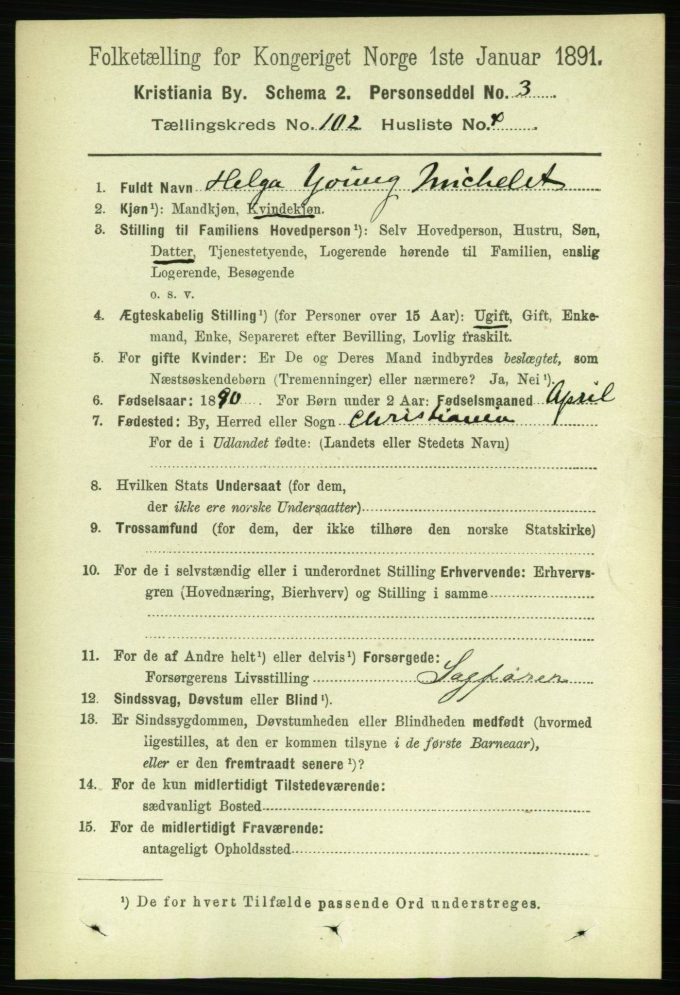 RA, 1891 census for 0301 Kristiania, 1891, p. 50722