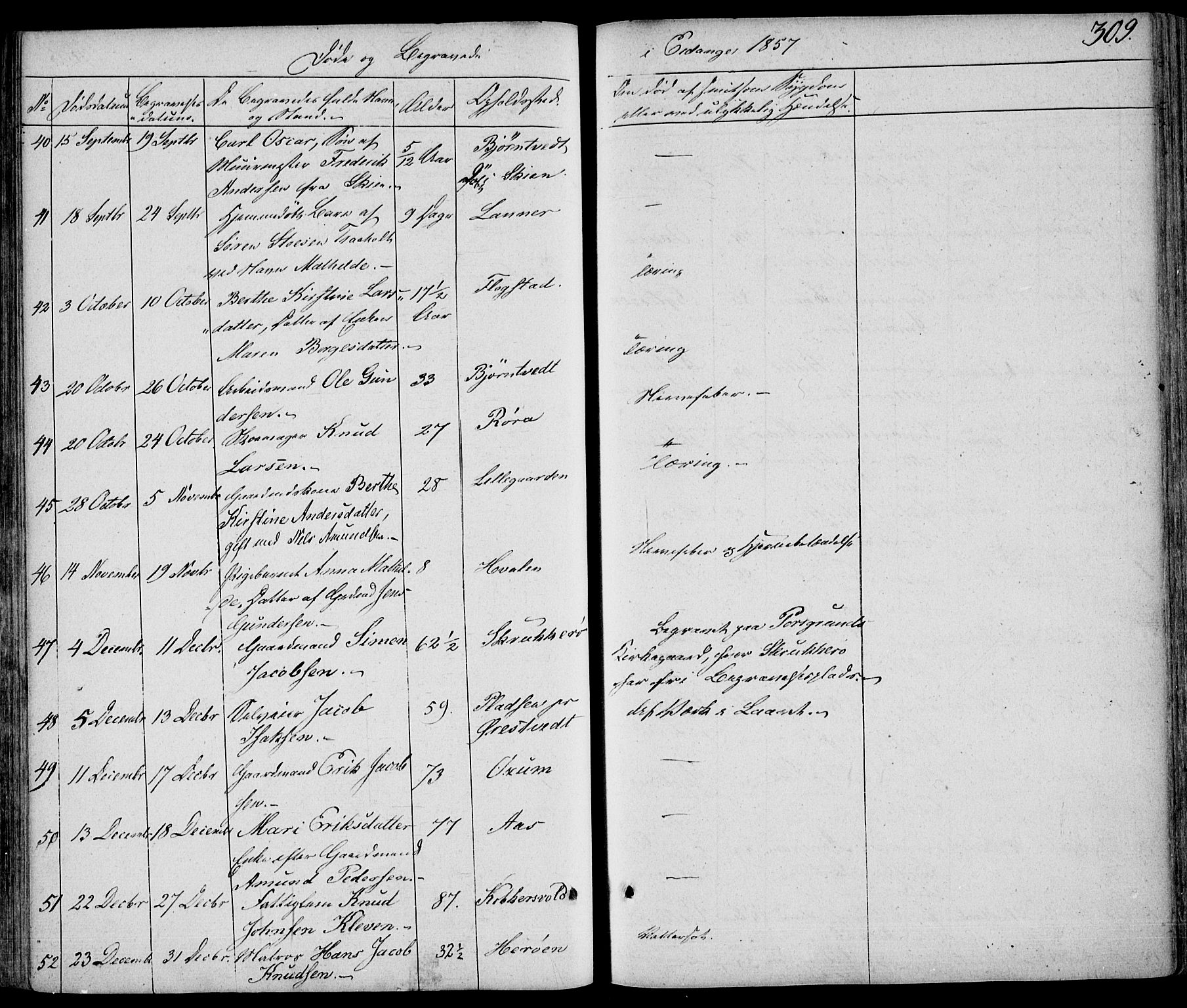 Eidanger kirkebøker, AV/SAKO-A-261/F/Fa/L0008: Parish register (official) no. 8, 1831-1858, p. 309