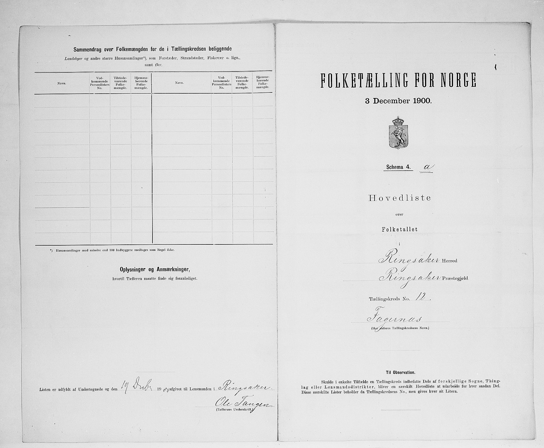 SAH, 1900 census for Ringsaker, 1900, p. 61