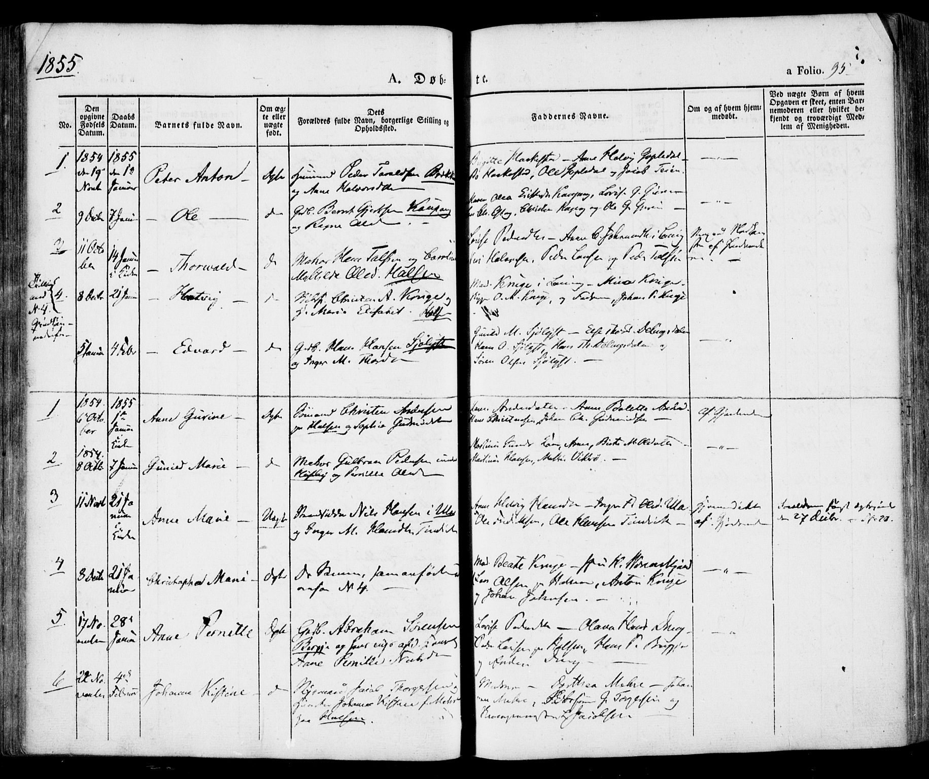 Tjølling kirkebøker, SAKO/A-60/F/Fa/L0006: Parish register (official) no. 6, 1835-1859, p. 95
