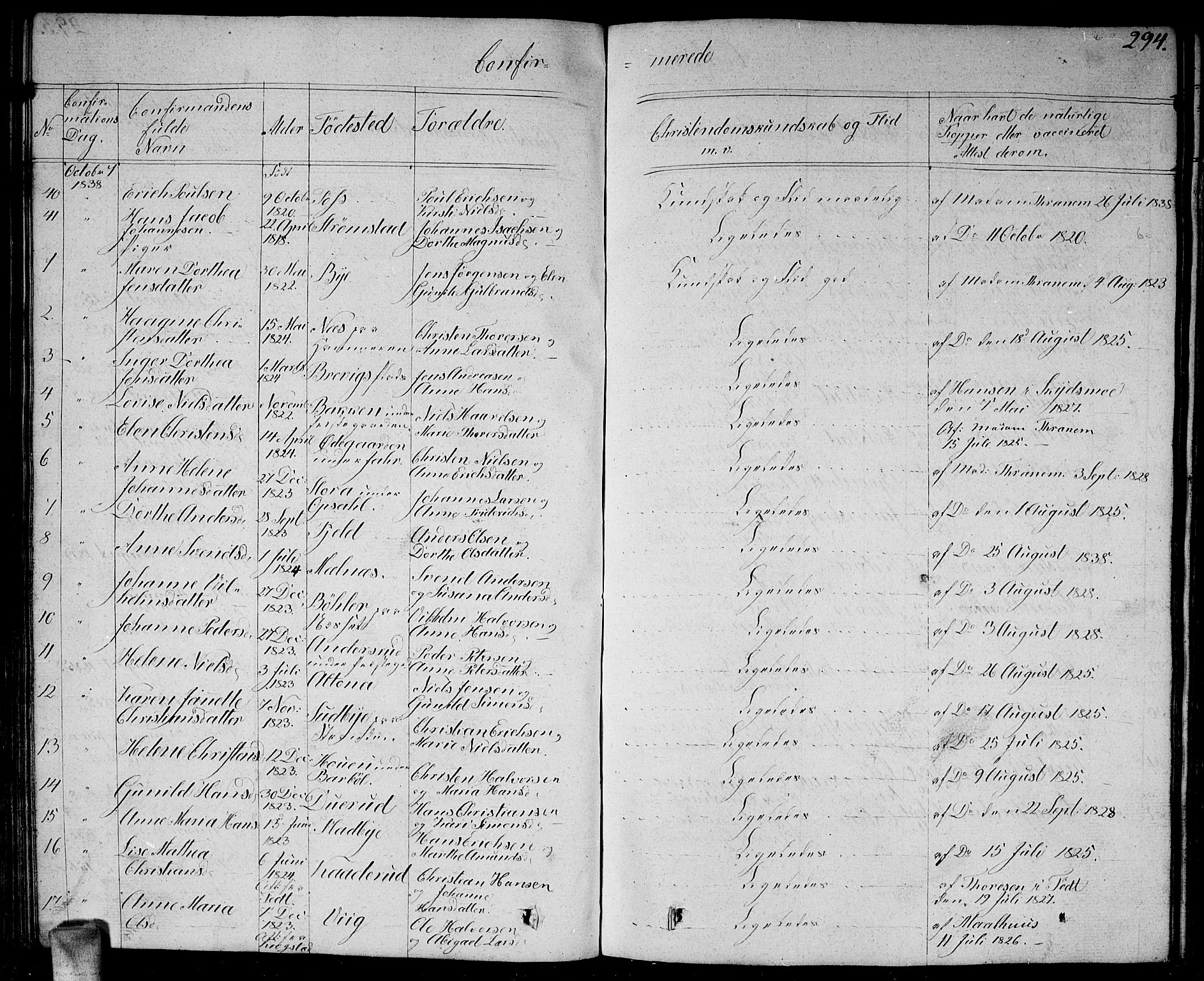 Enebakk prestekontor Kirkebøker, SAO/A-10171c/G/Ga/L0003: Parish register (copy) no. I 3, 1833-1849, p. 294