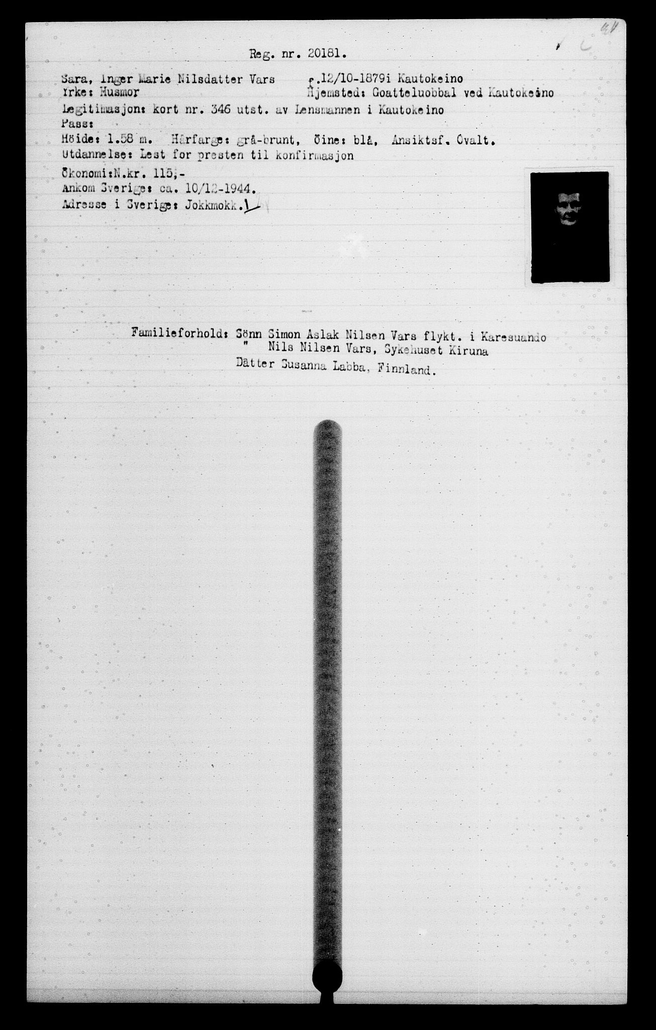 Den Kgl. Norske Legasjons Flyktningskontor, RA/S-6753/V/Va/L0009: Kjesäterkartoteket.  Flyktningenr. 18502-22048, 1940-1945, p. 1846