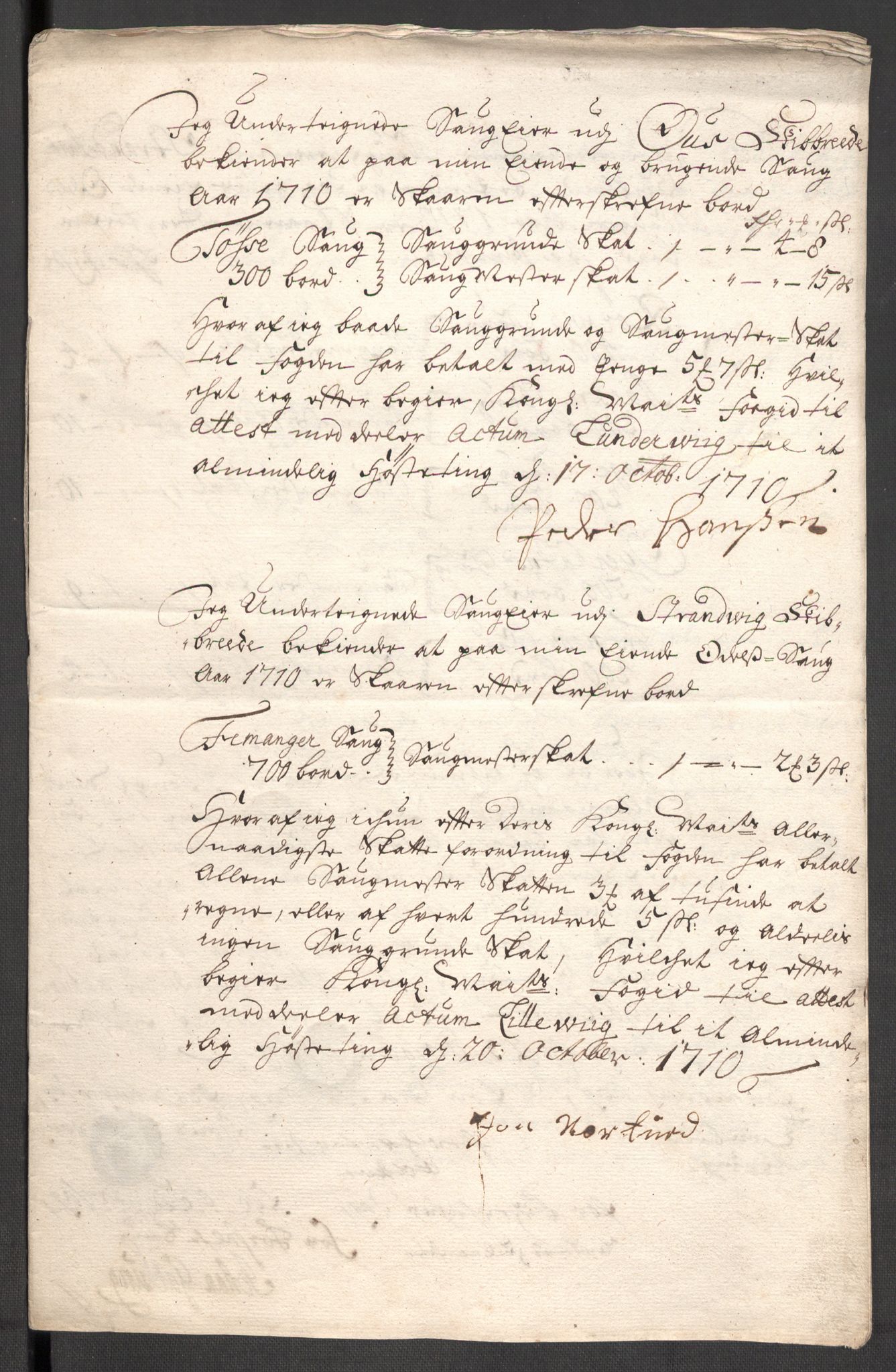 Rentekammeret inntil 1814, Reviderte regnskaper, Fogderegnskap, AV/RA-EA-4092/R48/L2986: Fogderegnskap Sunnhordland og Hardanger, 1709-1710, p. 474